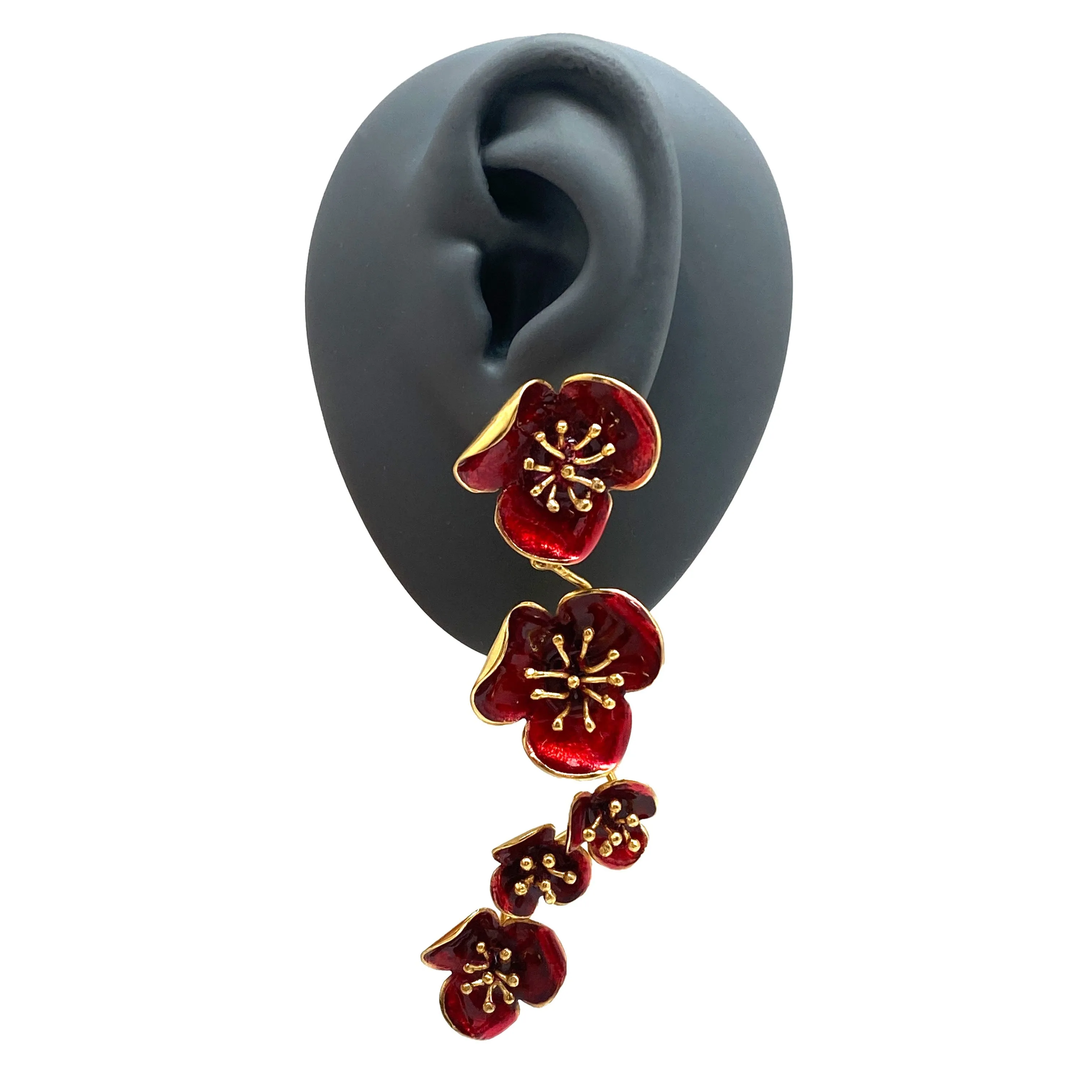 Red Five Flower Earrings