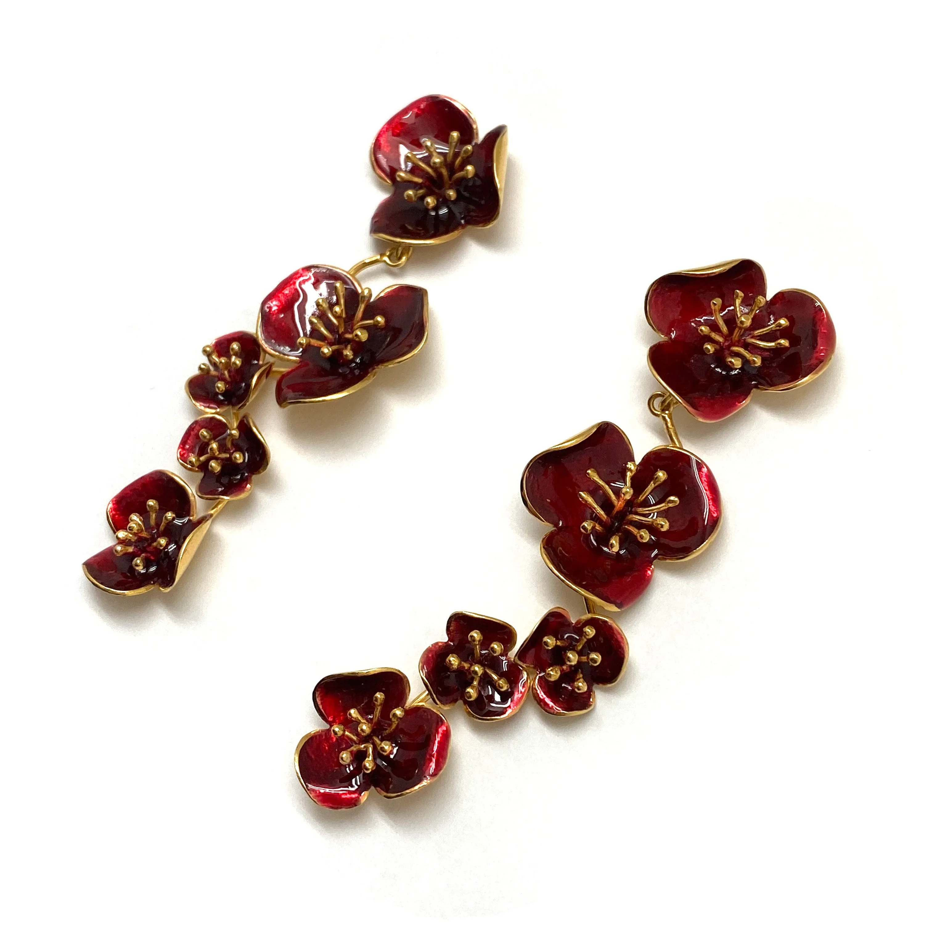 Red Five Flower Earrings