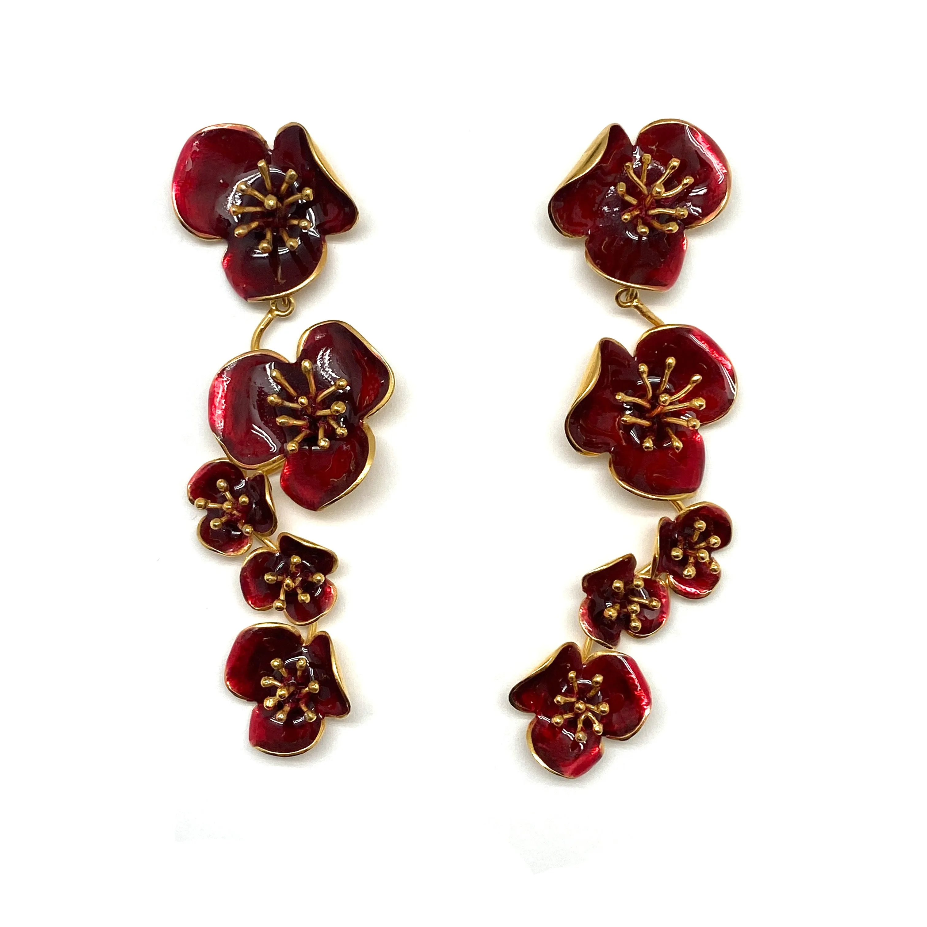 Red Five Flower Earrings