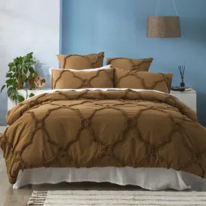 Renee Taylor Moroccan Cotton Chenille Vintage Washed Tufted Quilt Cover Sets - Wood