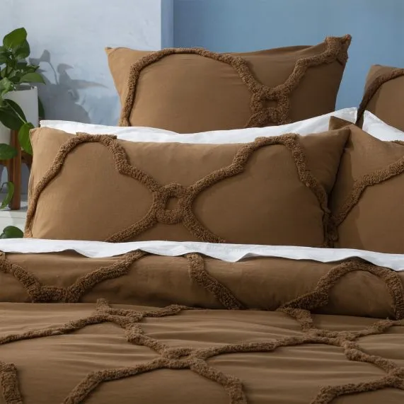 Renee Taylor Moroccan Cotton Chenille Vintage Washed Tufted Quilt Cover Sets - Wood