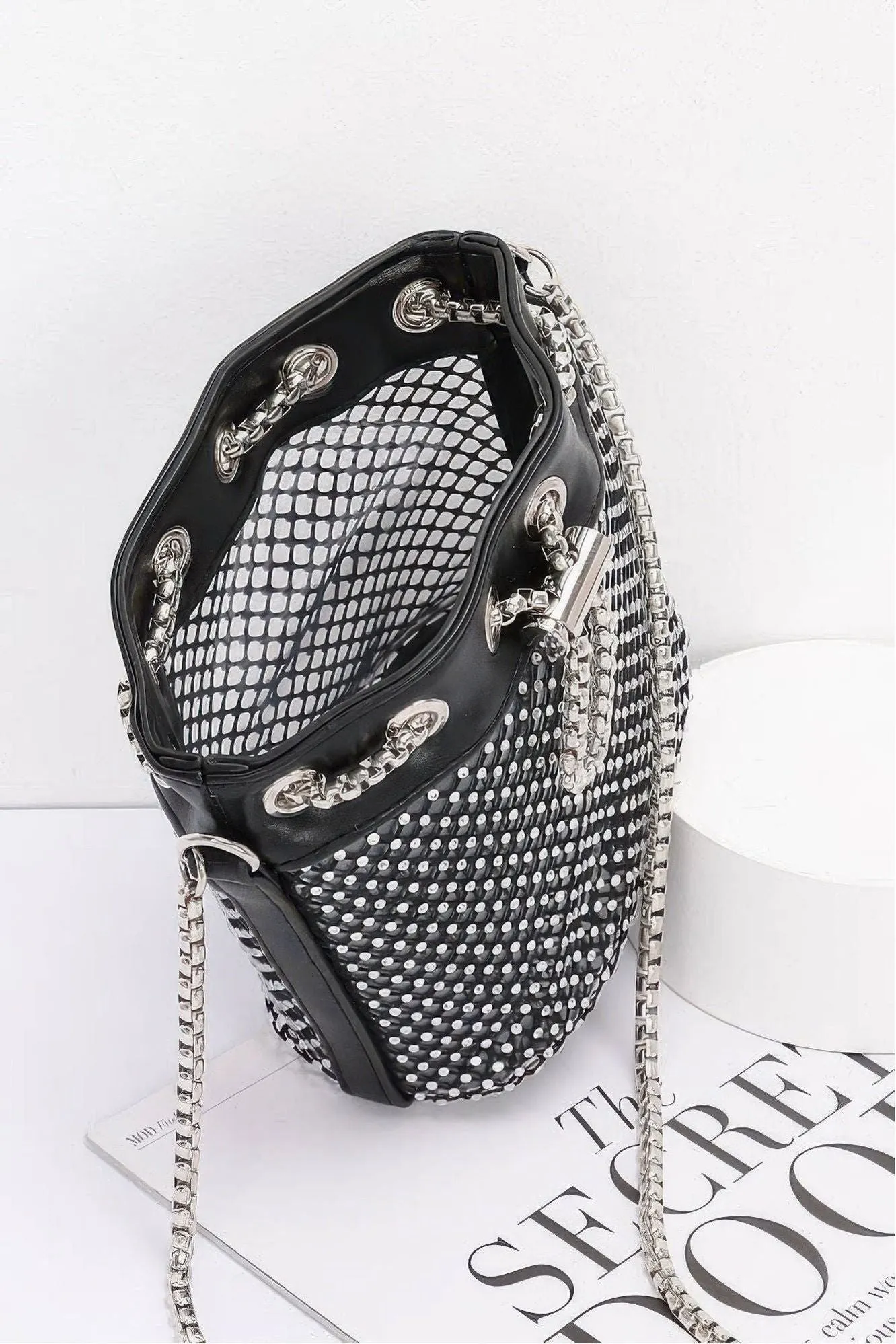 Rhinestone Mesh Tube Bag