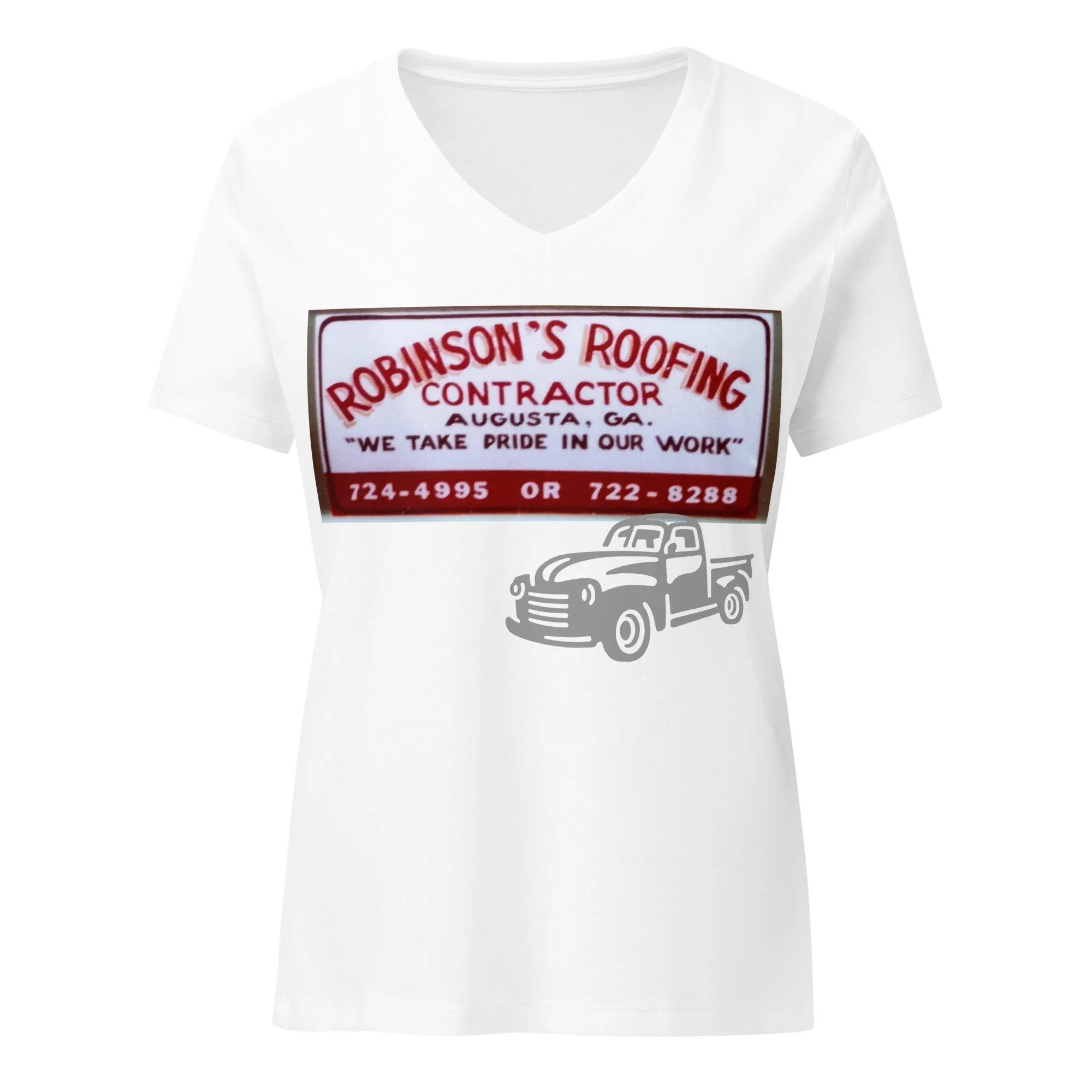 ROBINSON ROOFING Lady's V-Neck T-Shirt