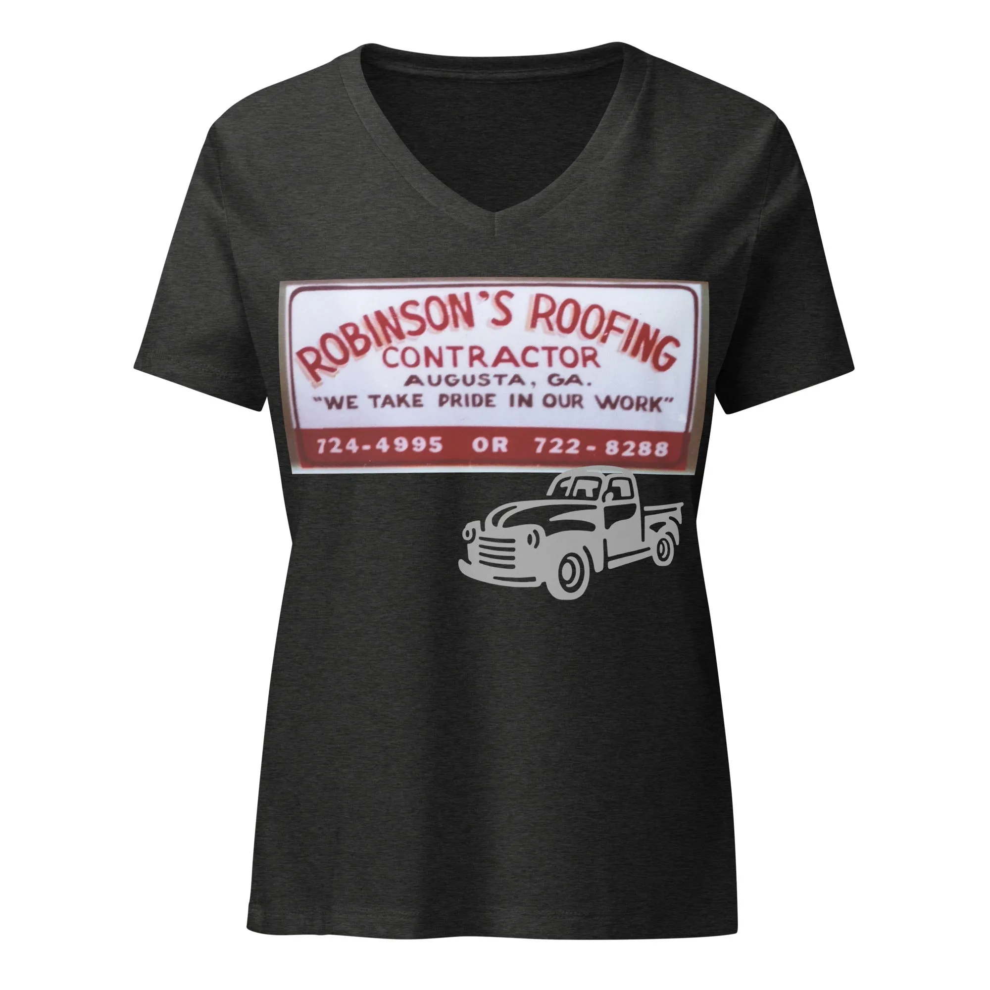 ROBINSON ROOFING Lady's V-Neck T-Shirt
