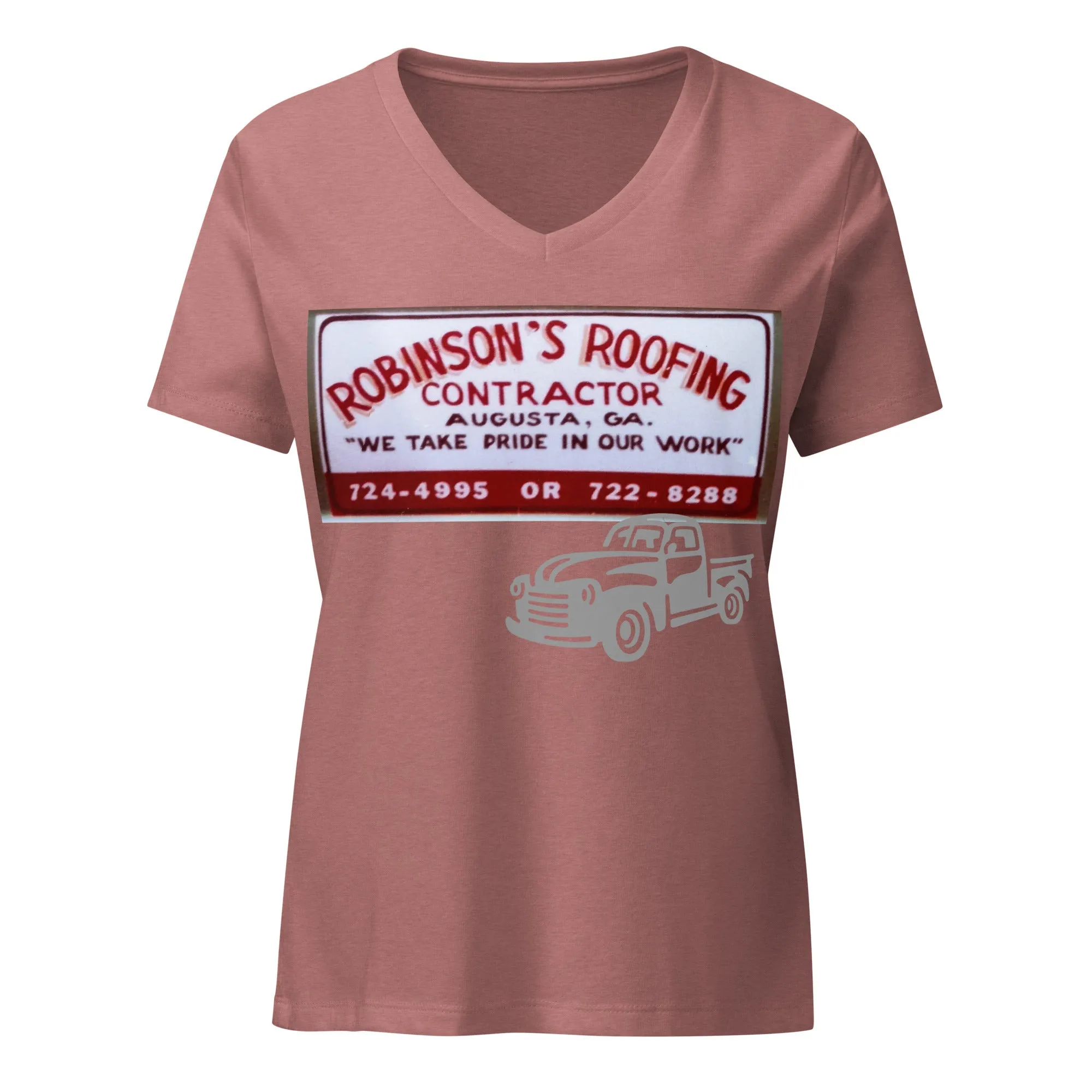 ROBINSON ROOFING Lady's V-Neck T-Shirt