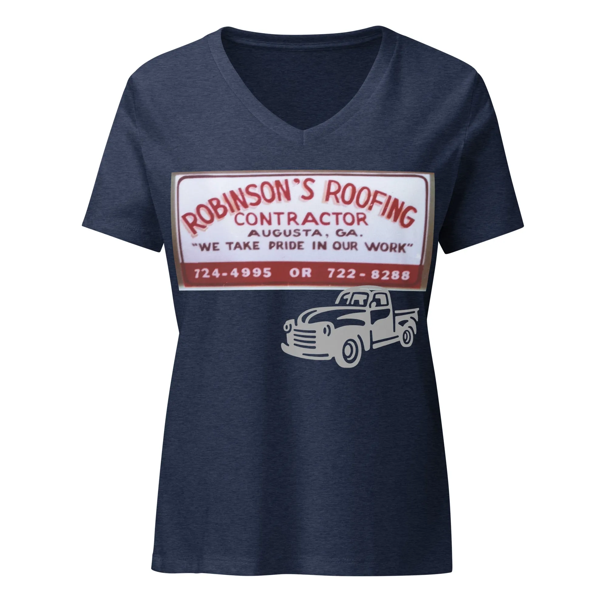 ROBINSON ROOFING Lady's V-Neck T-Shirt