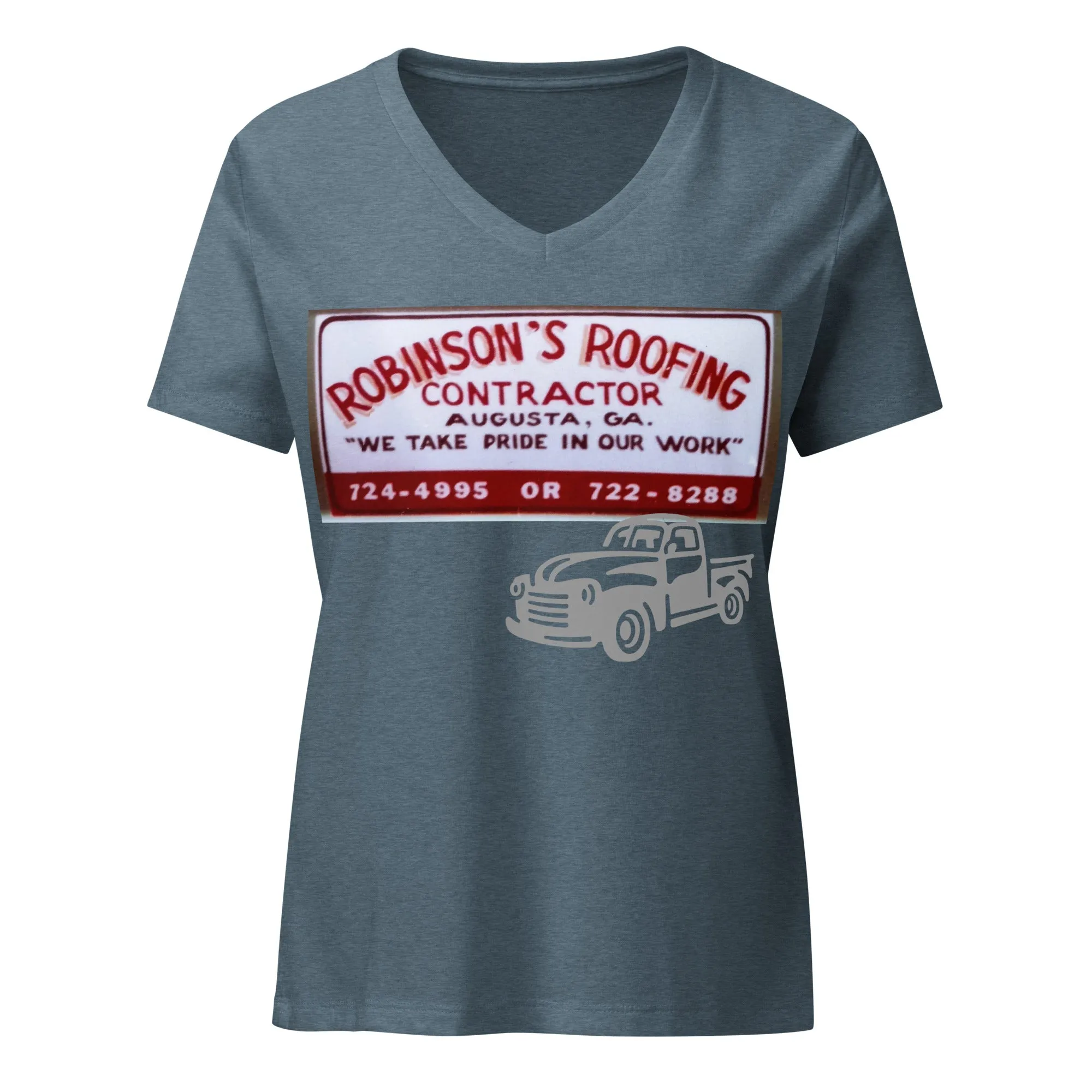 ROBINSON ROOFING Lady's V-Neck T-Shirt
