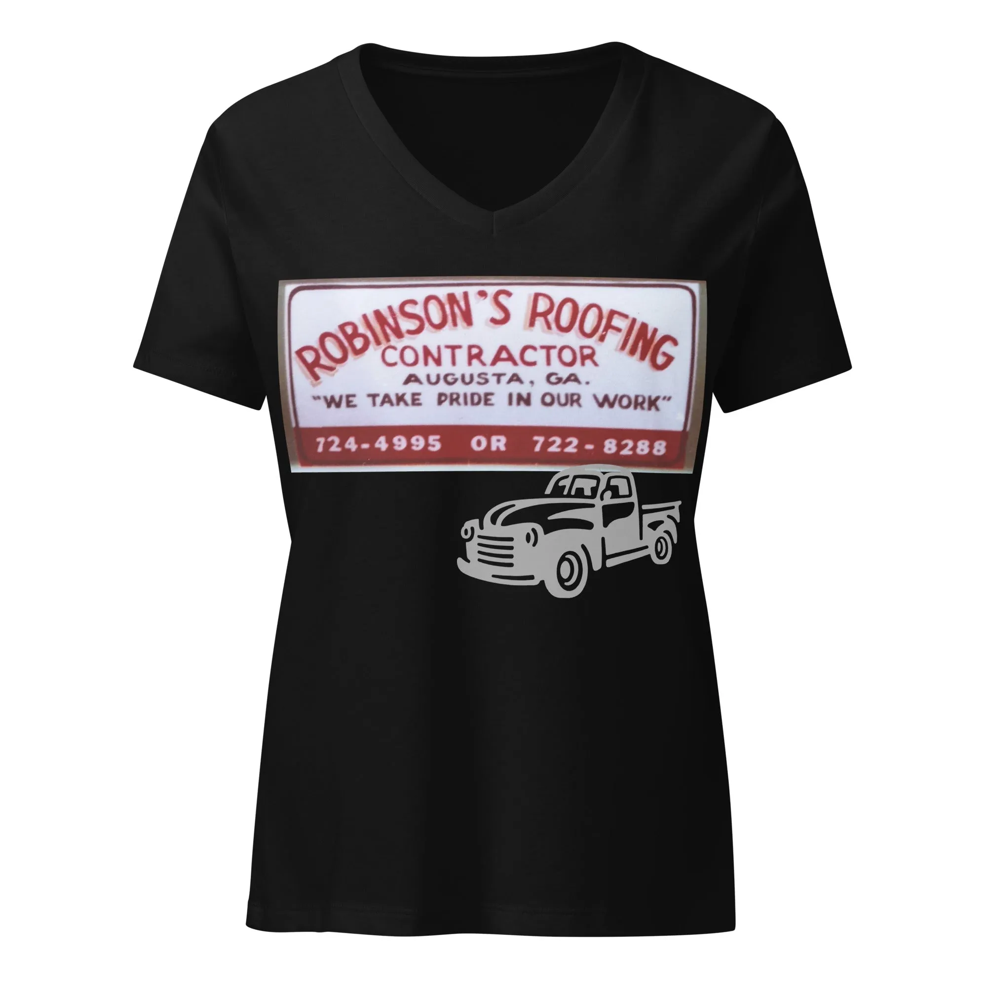 ROBINSON ROOFING Lady's V-Neck T-Shirt
