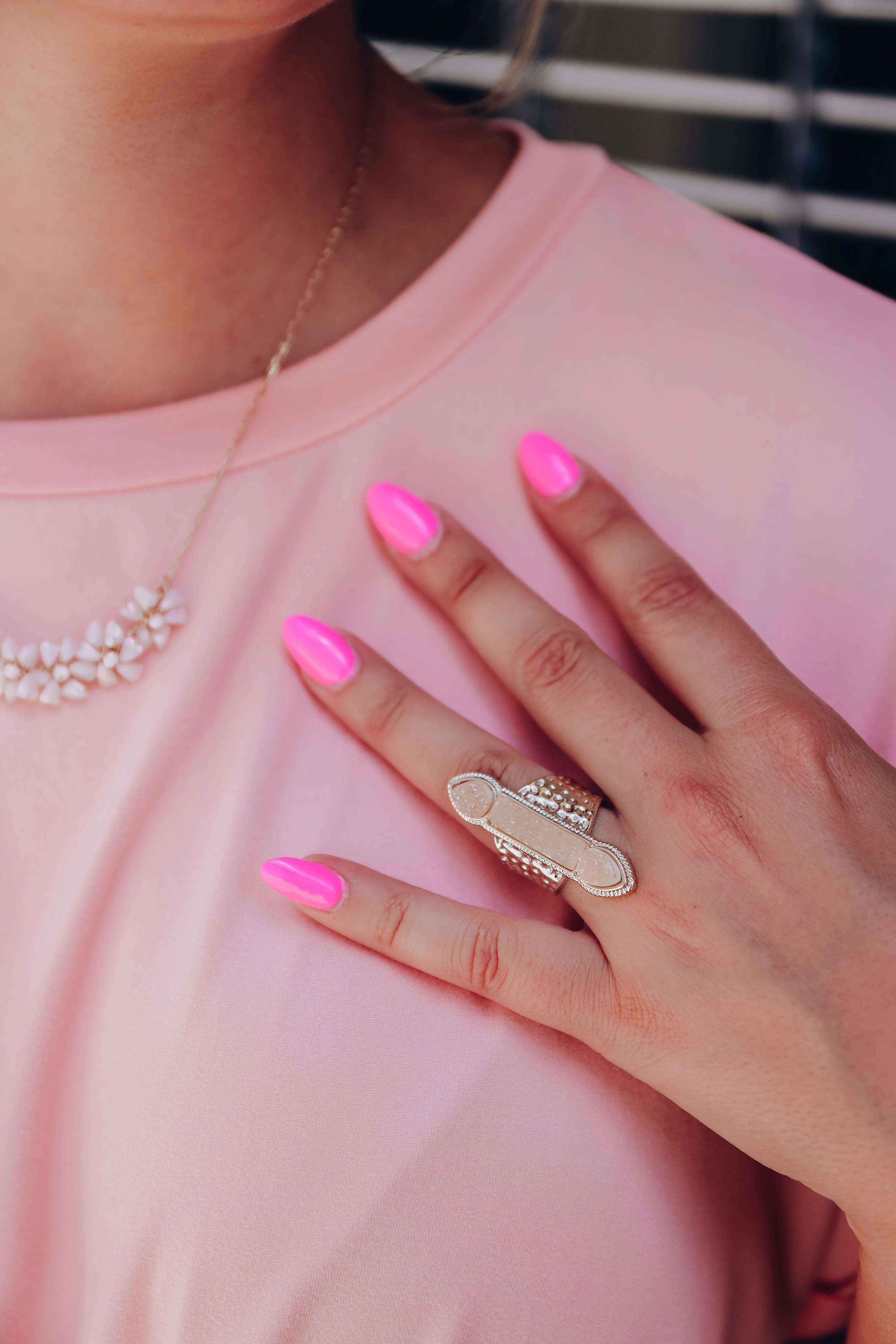 Rock On Druzy Ring by B.b.Lila - Long Blush