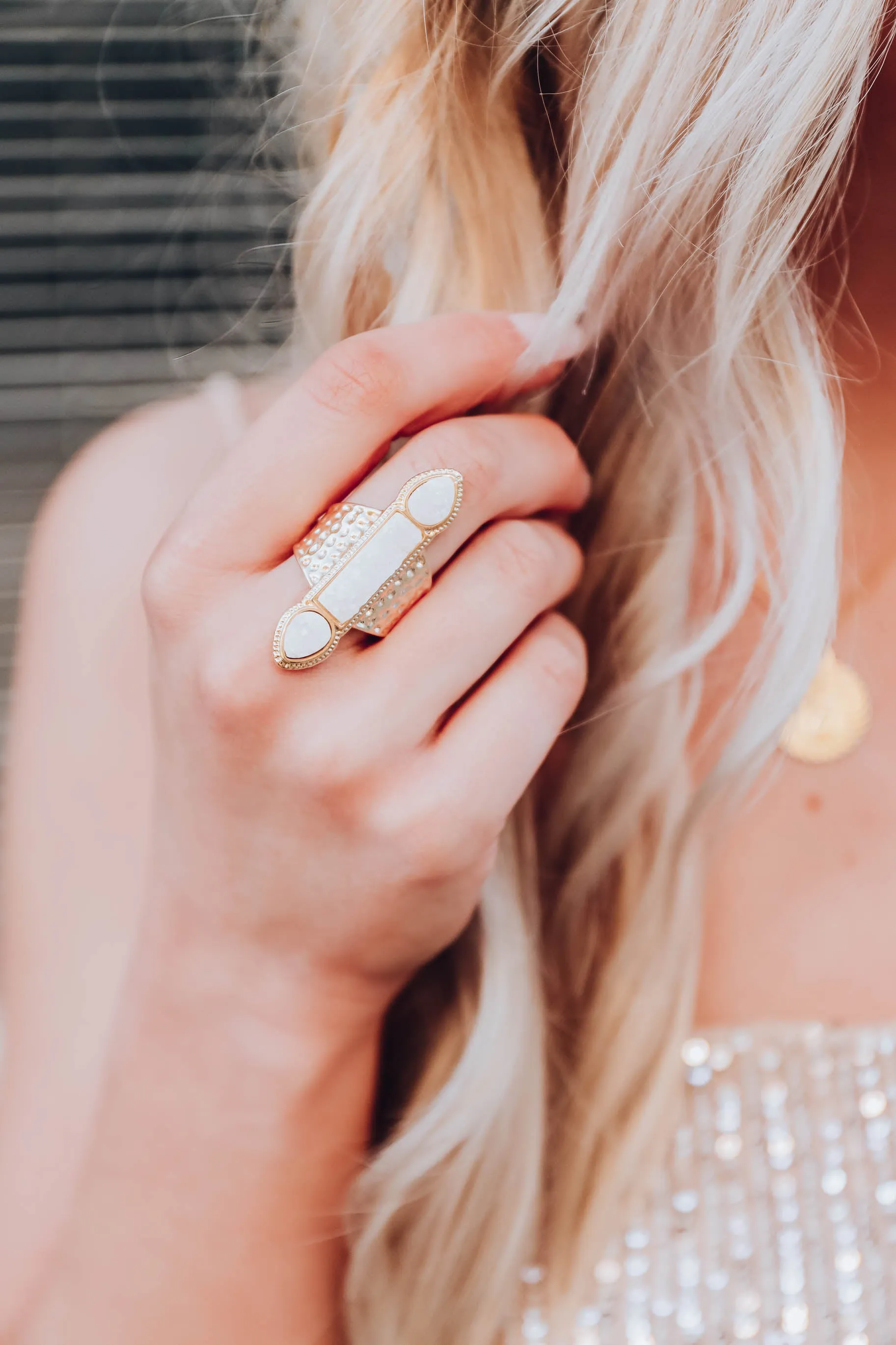 Rock On Druzy Ring by B.b.Lila - Long White