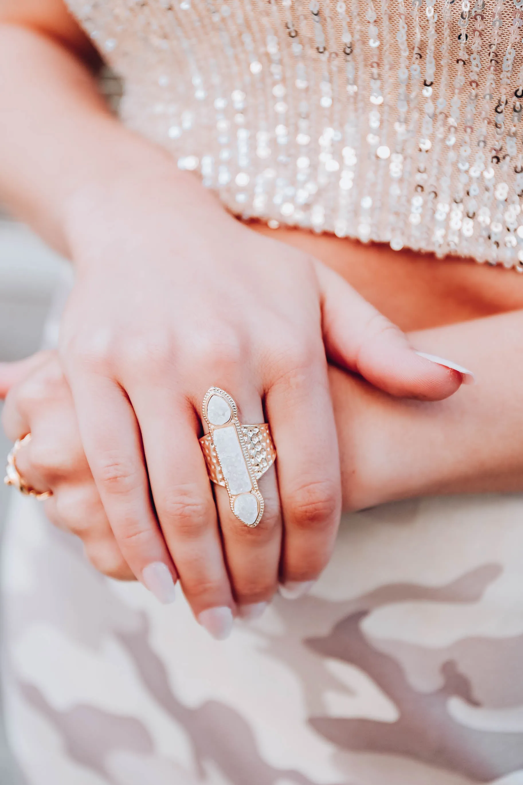 Rock On Druzy Ring by B.b.Lila - Long White