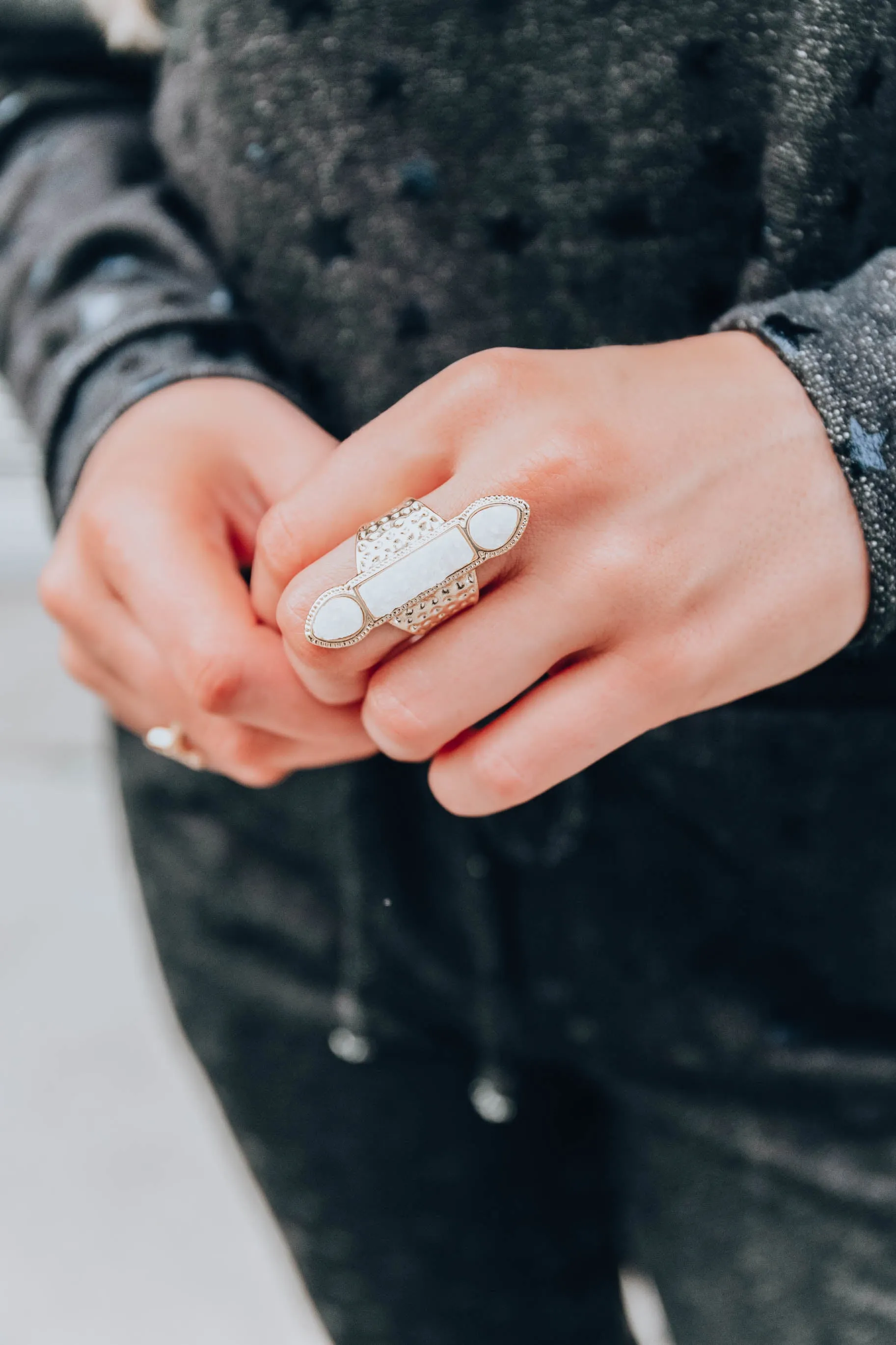 Rock On Druzy Ring by B.b.Lila - Long White