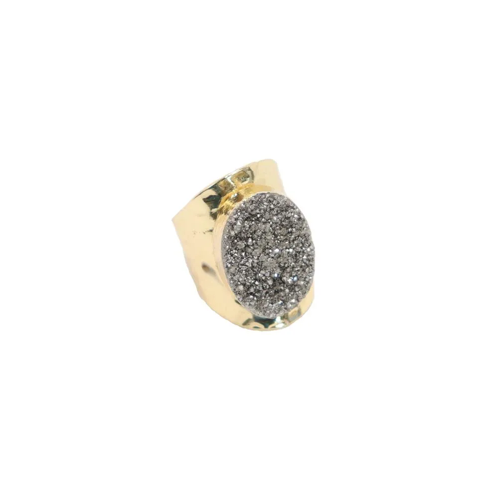 Rock On Druzy Ring by B.b.Lila - Round Grey