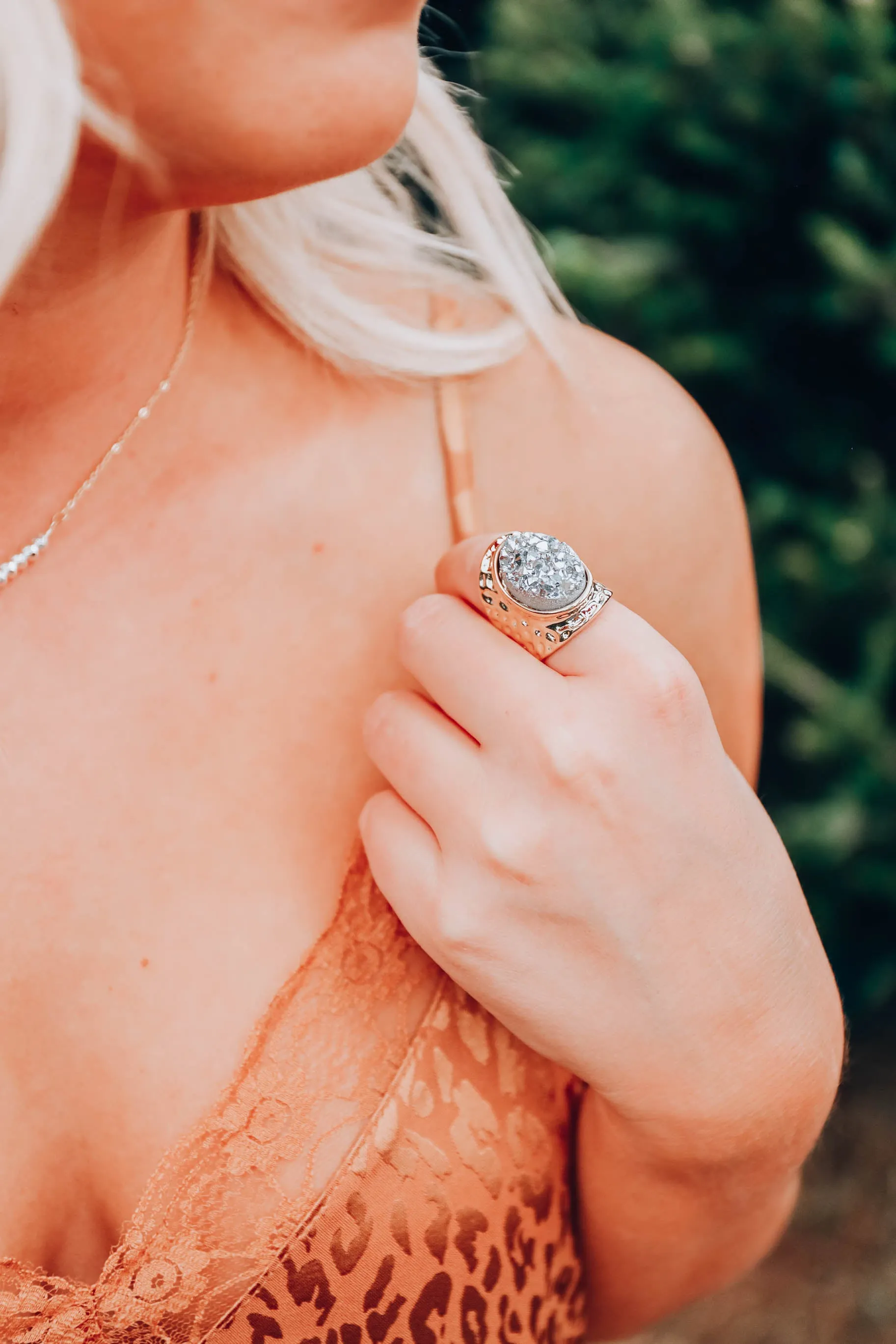 Rock On Druzy Ring by B.b.Lila - Round Grey