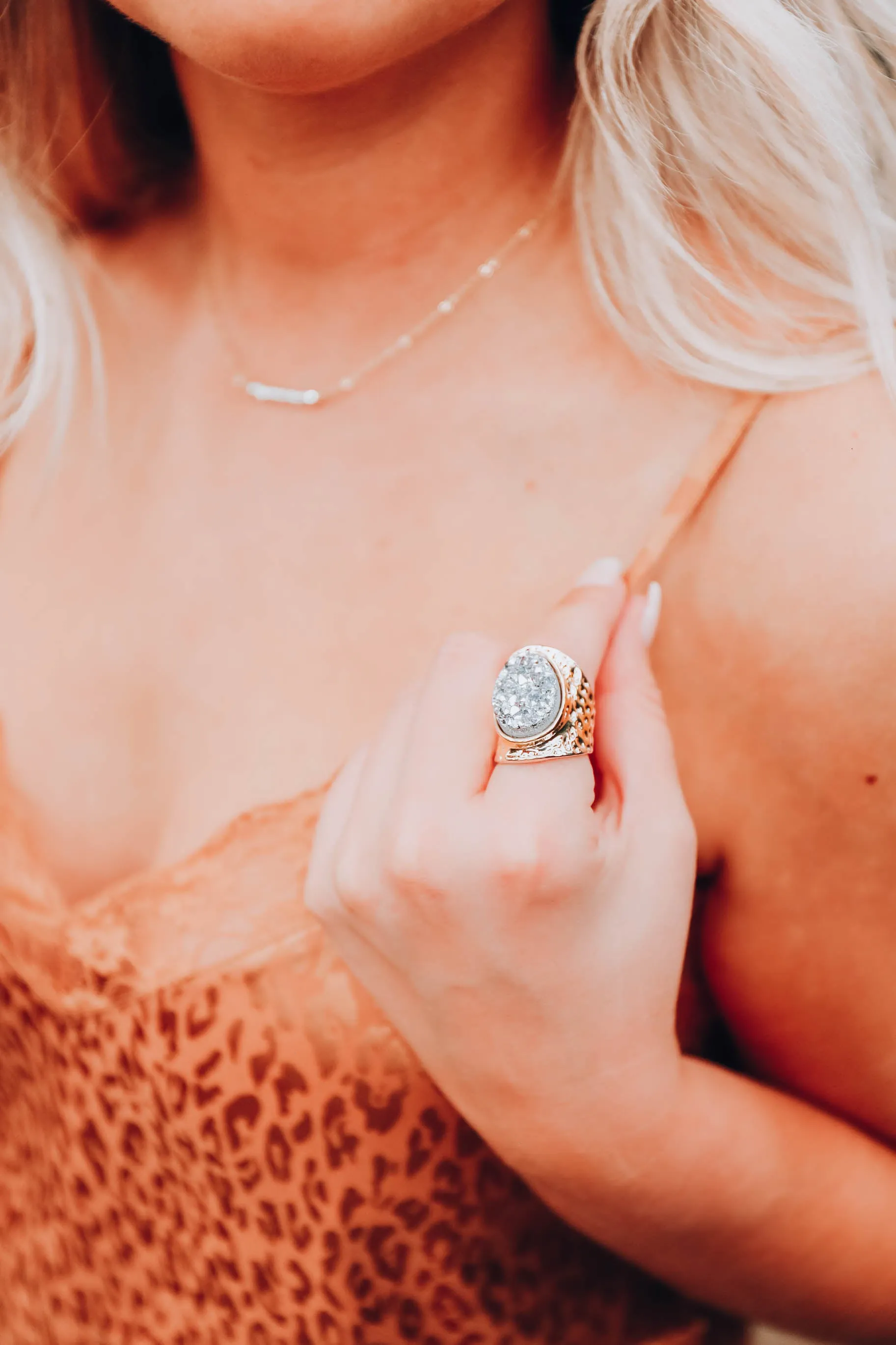 Rock On Druzy Ring by B.b.Lila - Round Grey