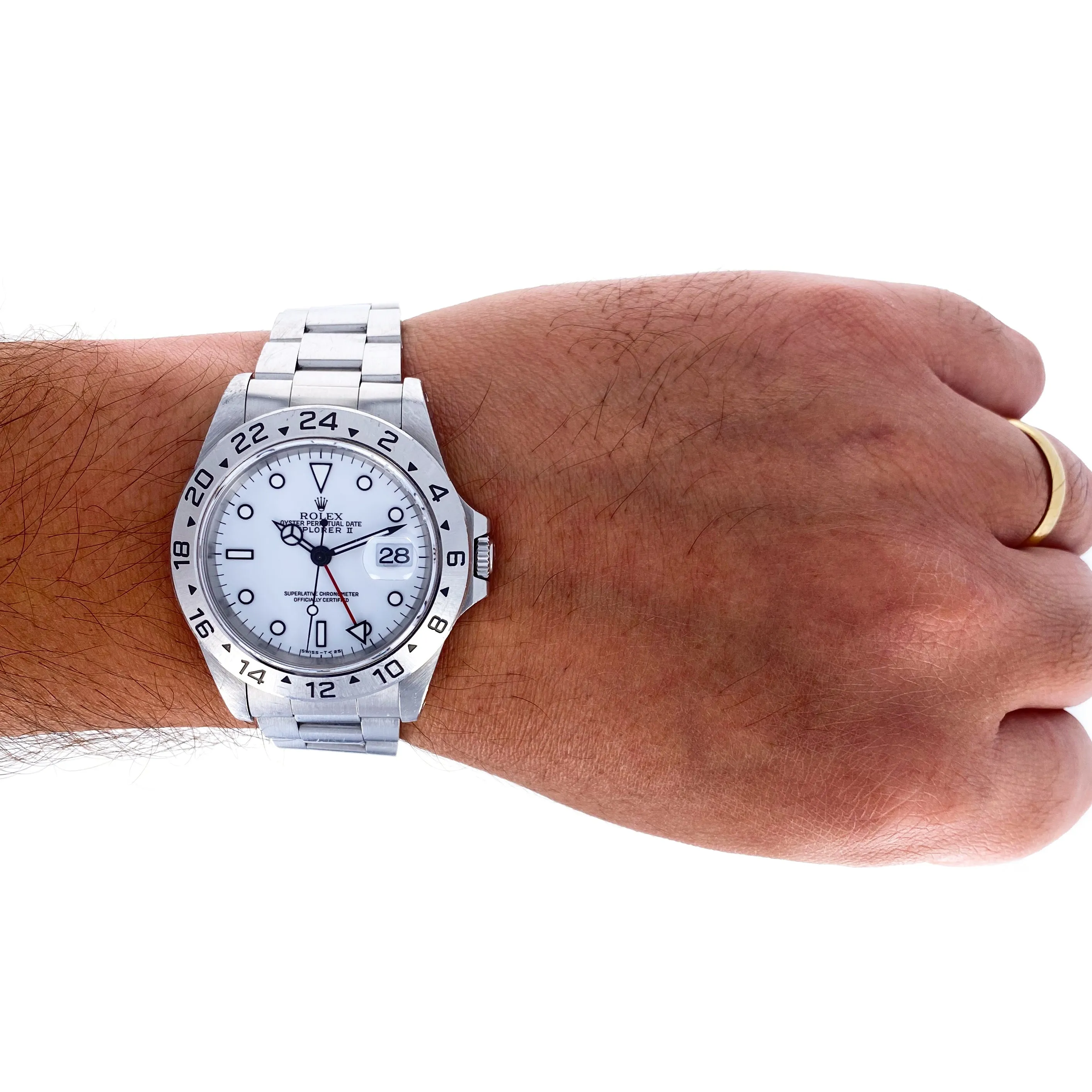 Rolex Explorer II 16570 Tritium White Papers & Box c. 1995 Unpolished Oyster Steel 40 mm