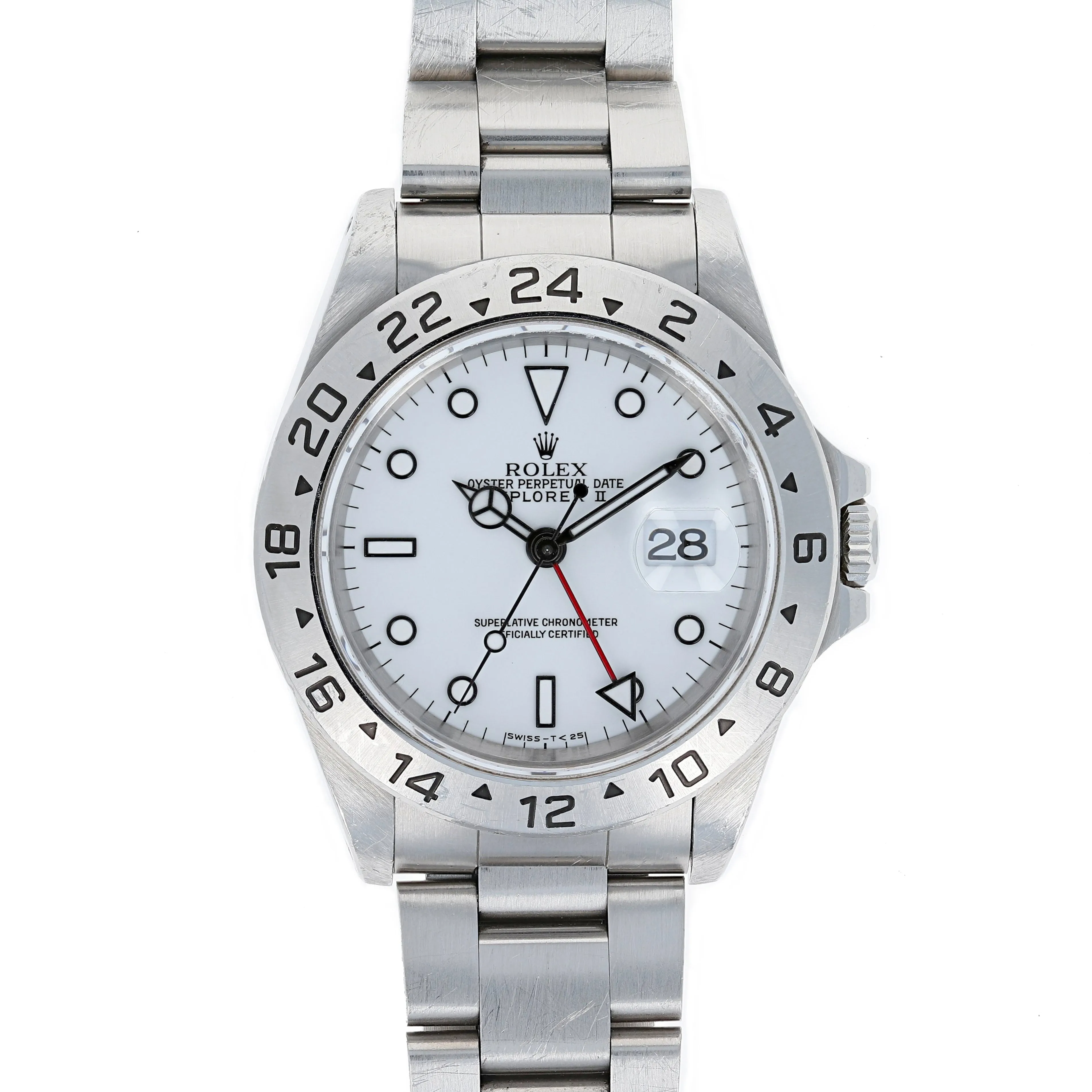 Rolex Explorer II 16570 Tritium White Papers & Box c. 1995 Unpolished Oyster Steel 40 mm