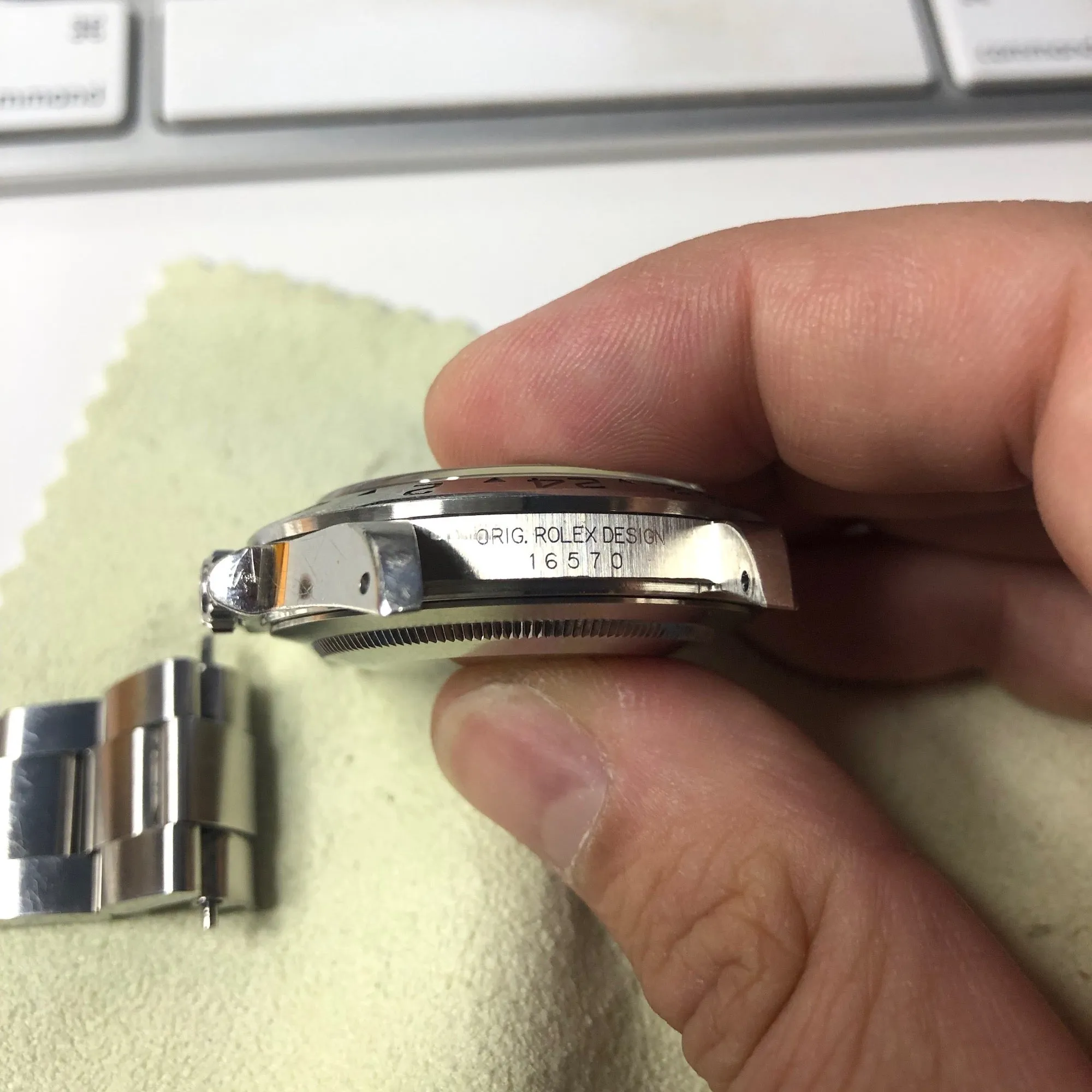 Rolex Explorer II 16570 White Stainless Steel GMT Oyster Wristwatch Box Papers Circa 2000