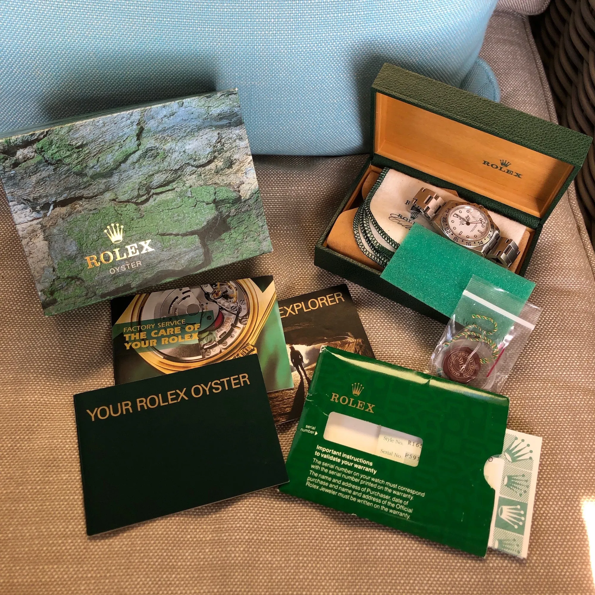 Rolex Explorer II 16570 White Stainless Steel GMT Oyster Wristwatch Box Papers Circa 2000