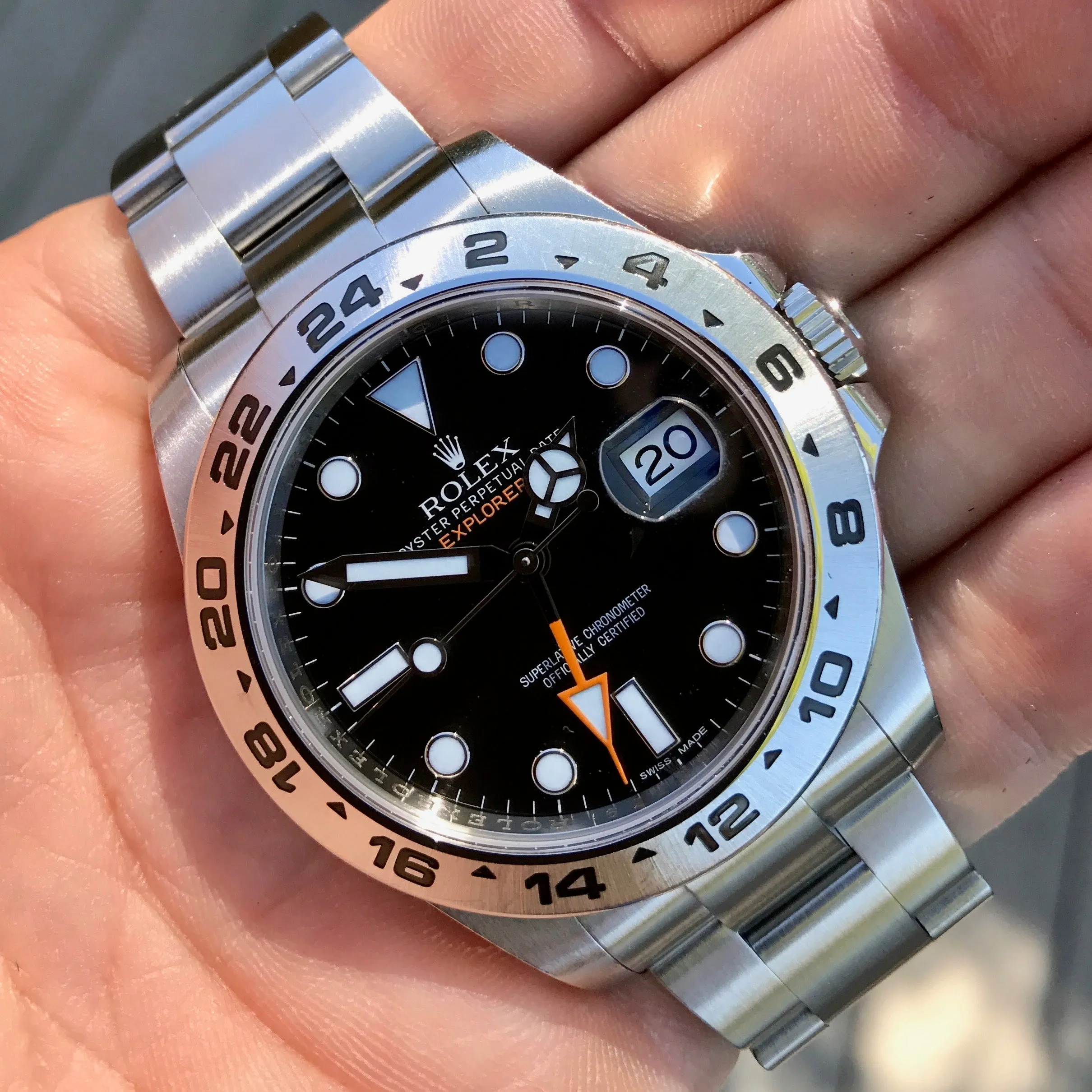 Rolex Explorer II 216570 Stainless Steel GMT Oyster Black Wristwatch Box Papers