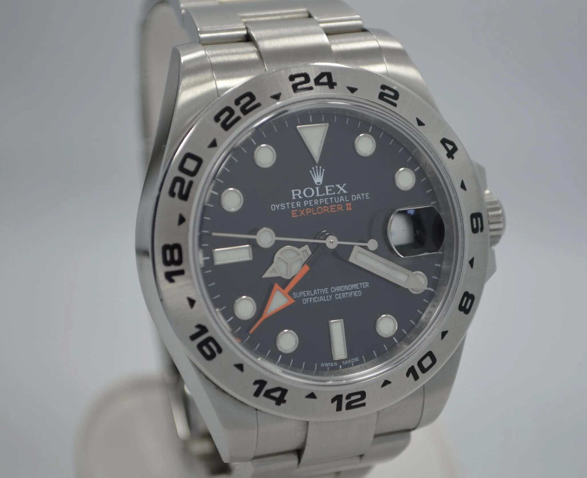 Rolex Explorer II 216570 Steel Black Orange Hand GMT Wristwatch Box Papers