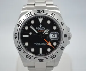 Rolex Explorer II 216570 Steel Black Orange Hand GMT Wristwatch Box Papers