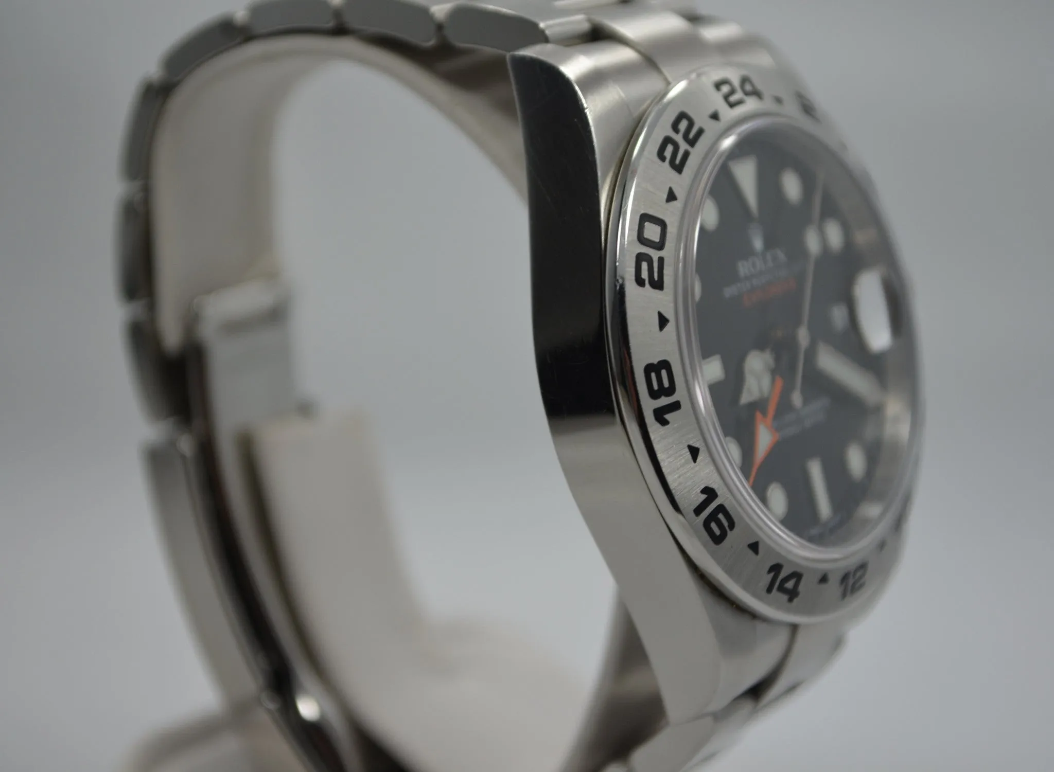 Rolex Explorer II 216570 Steel Black Orange Hand GMT Wristwatch Box Papers