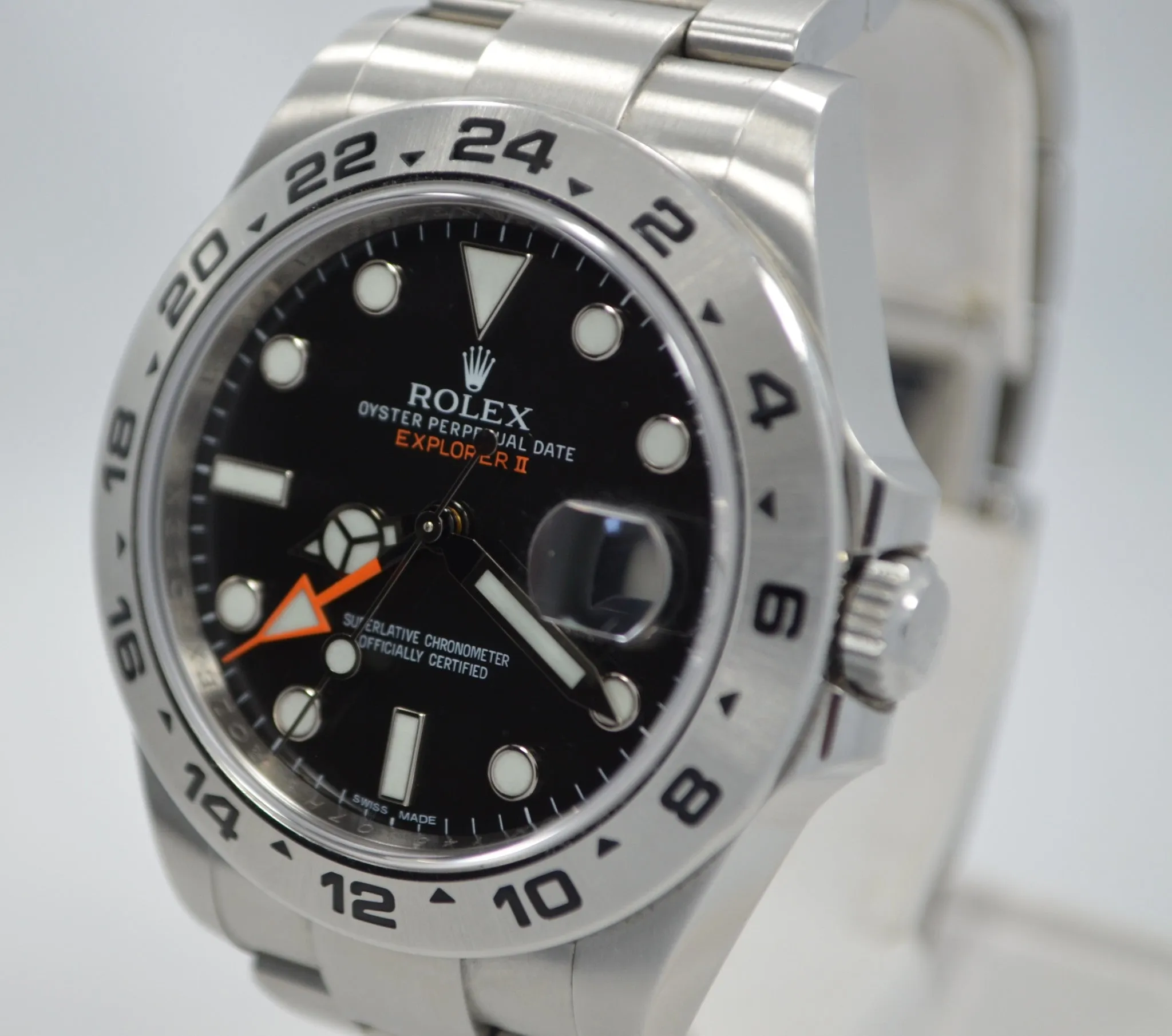 Rolex Explorer II 216570 Steel Black Orange Hand GMT Wristwatch Box Papers