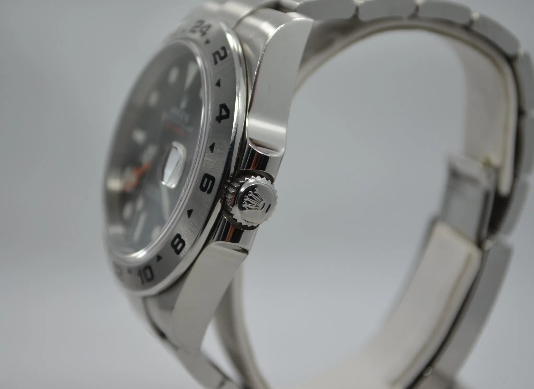 Rolex Explorer II 216570 Steel Black Orange Hand GMT Wristwatch Box Papers