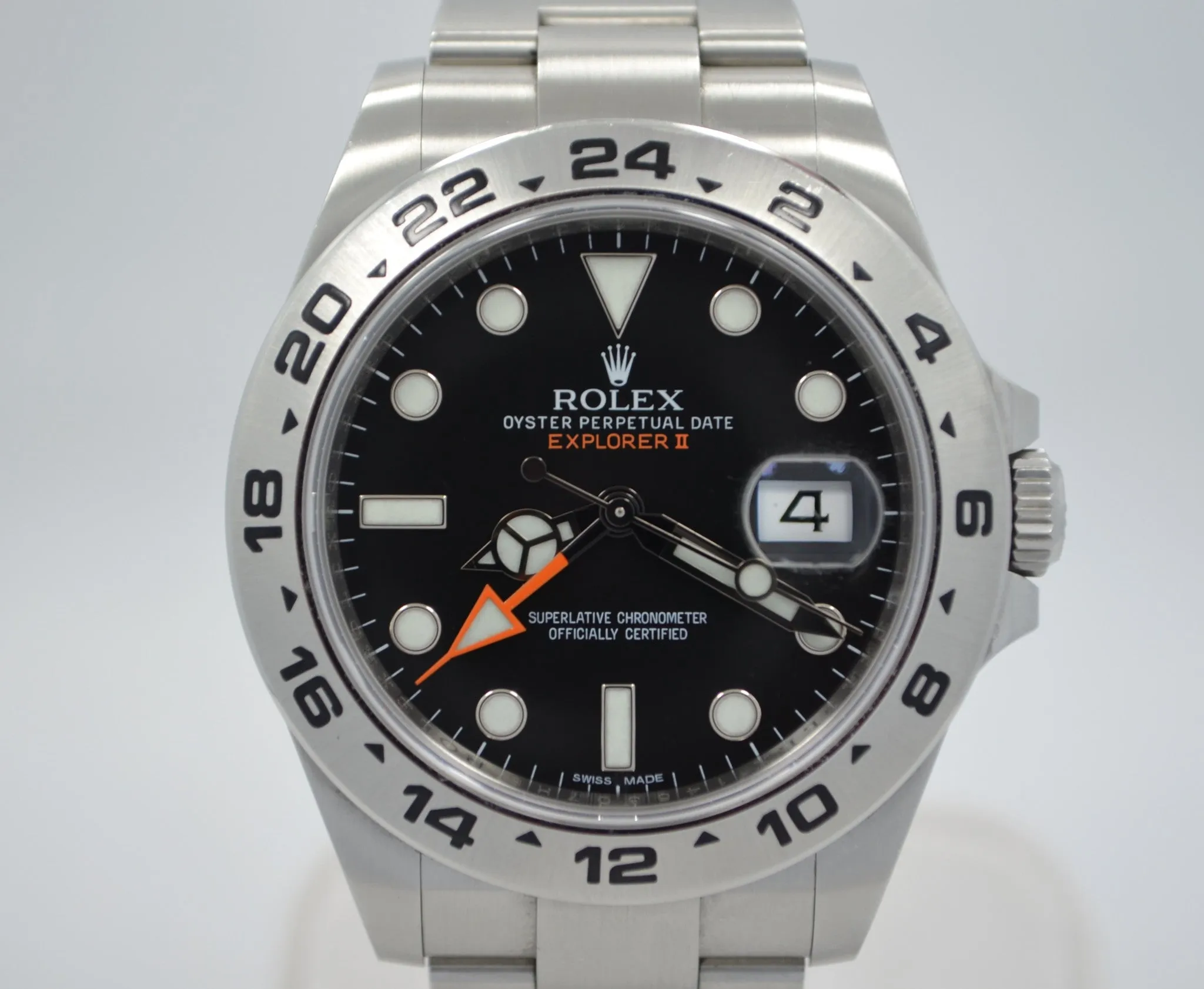 Rolex Explorer II 216570 Steel Black Orange Hand GMT Wristwatch Box Papers
