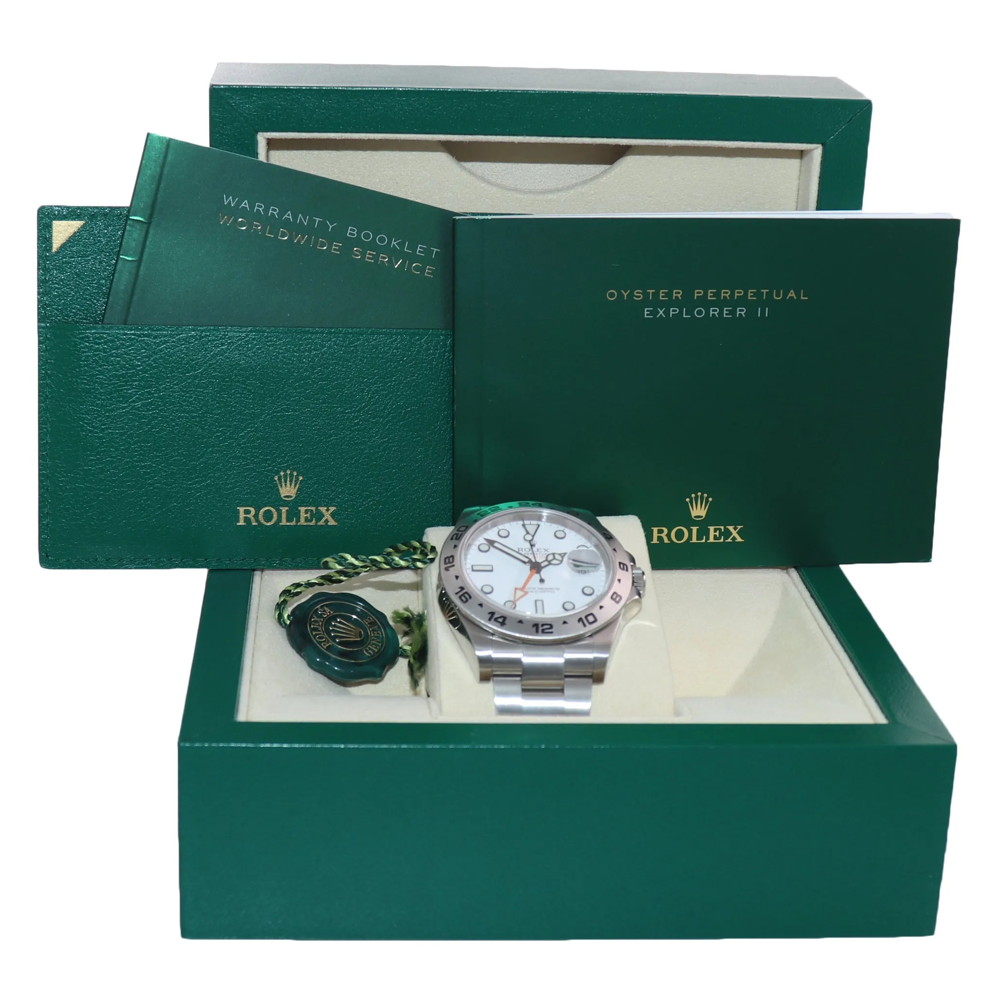 Rolex Explorer II 42mm Polar 216570 White Steel Oyster GMT Watch Box