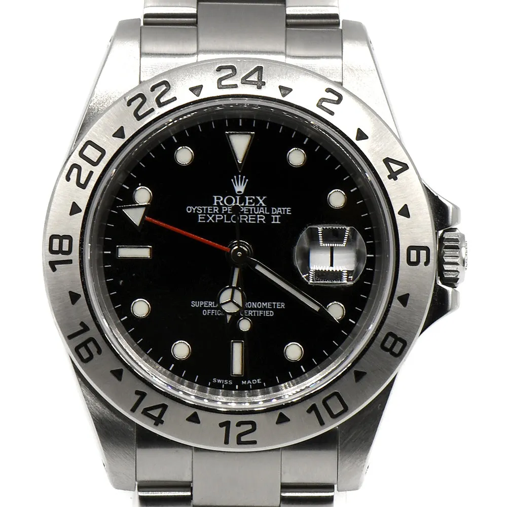 Rolex Explorer II M16570 with Black Dial and Date Indicator in Stainless Steel Oyster Bracelet