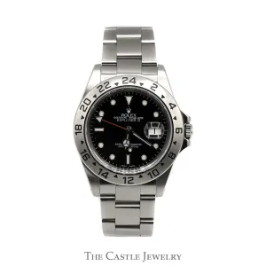 Rolex Explorer II M16570 with Black Dial and Date Indicator in Stainless Steel Oyster Bracelet