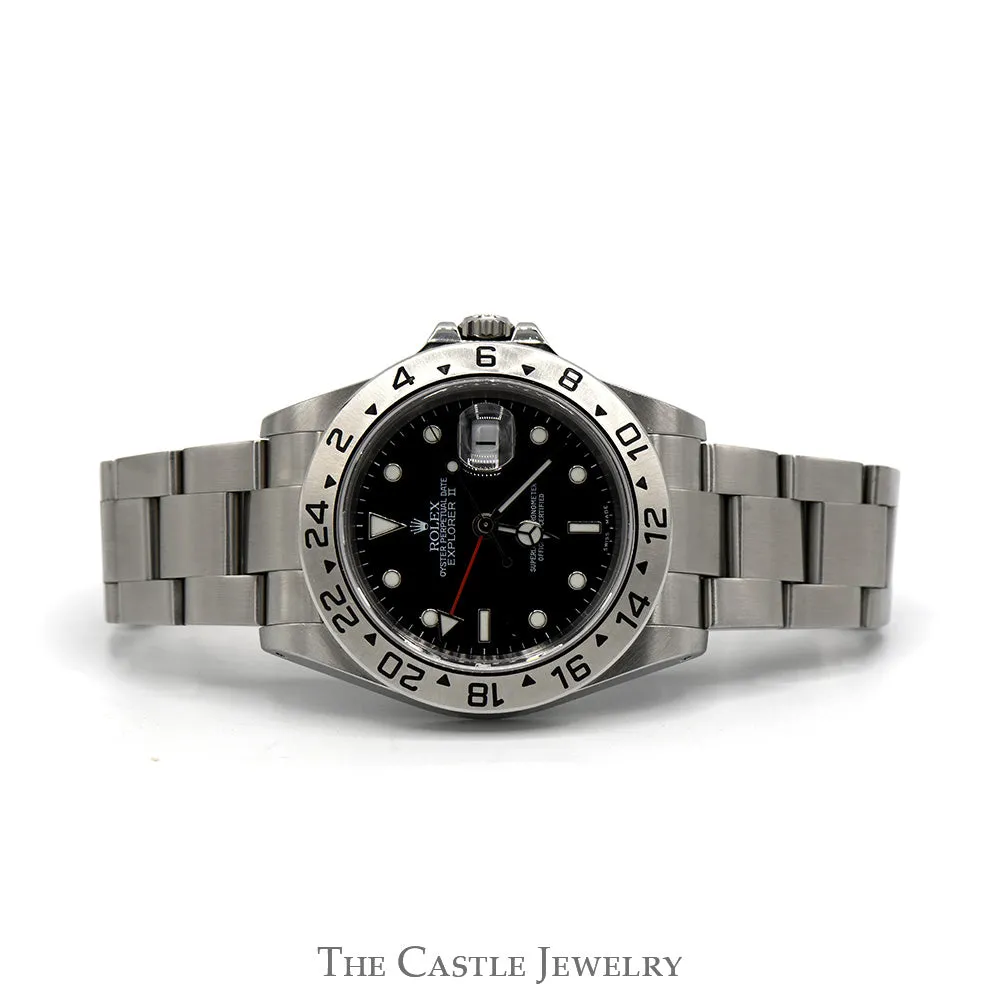 Rolex Explorer II M16570 with Black Dial and Date Indicator in Stainless Steel Oyster Bracelet