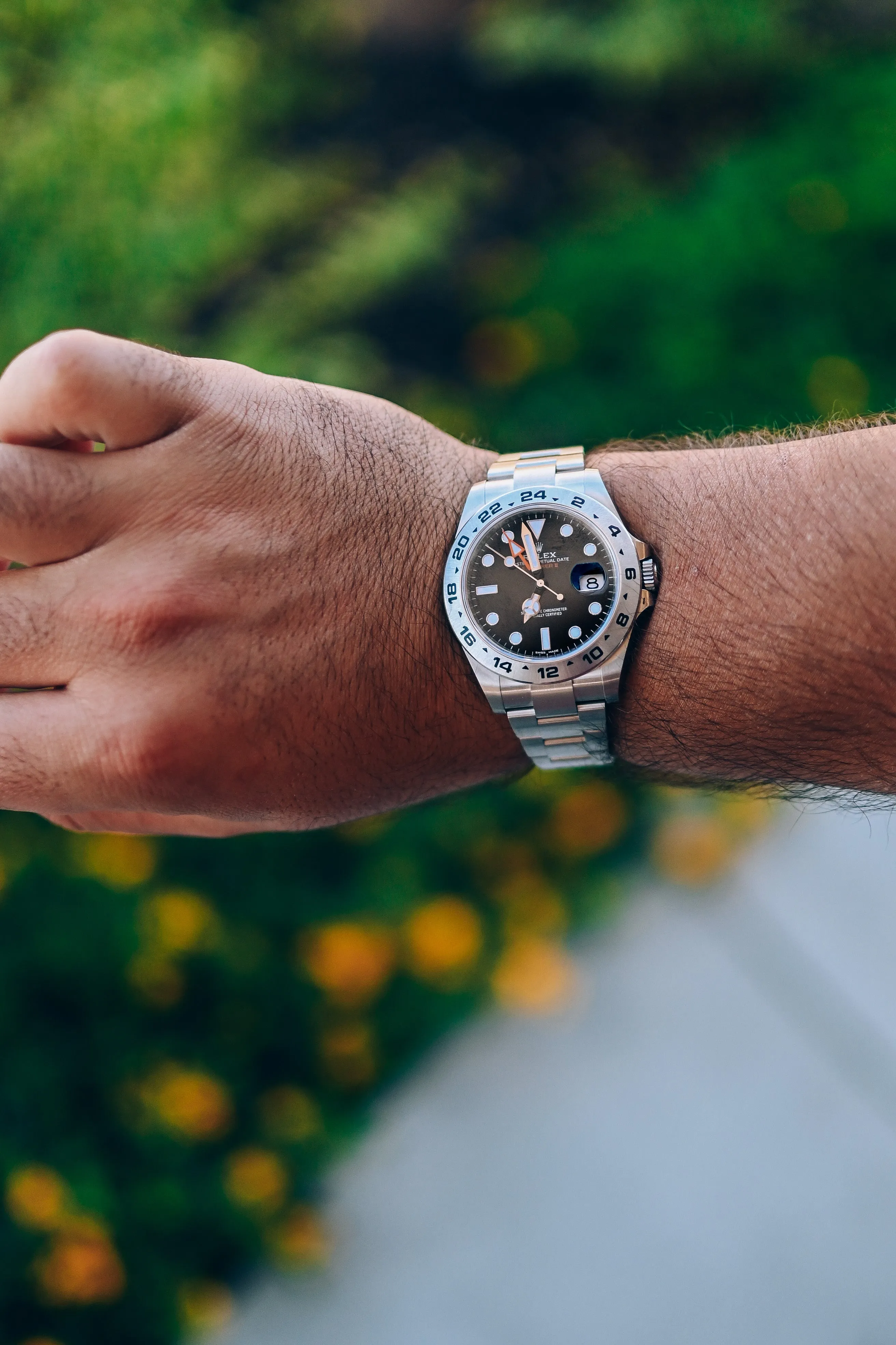 Rolex Men's Explorer II Stainless Steel 42mm Black Dot Dial Watch Reference #: 216570