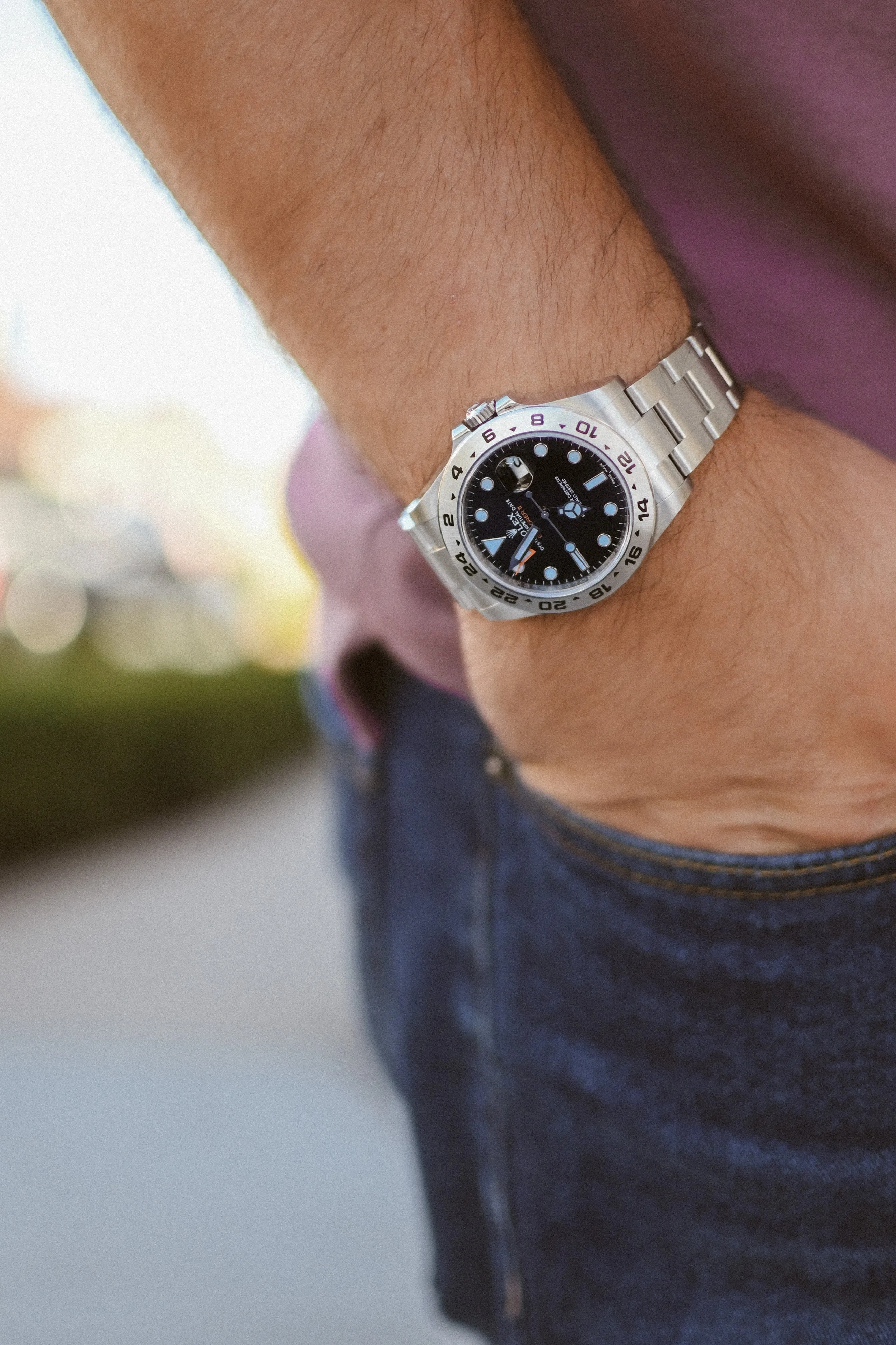 Rolex Men's Explorer II Stainless Steel 42mm Black Dot Dial Watch Reference #: 216570
