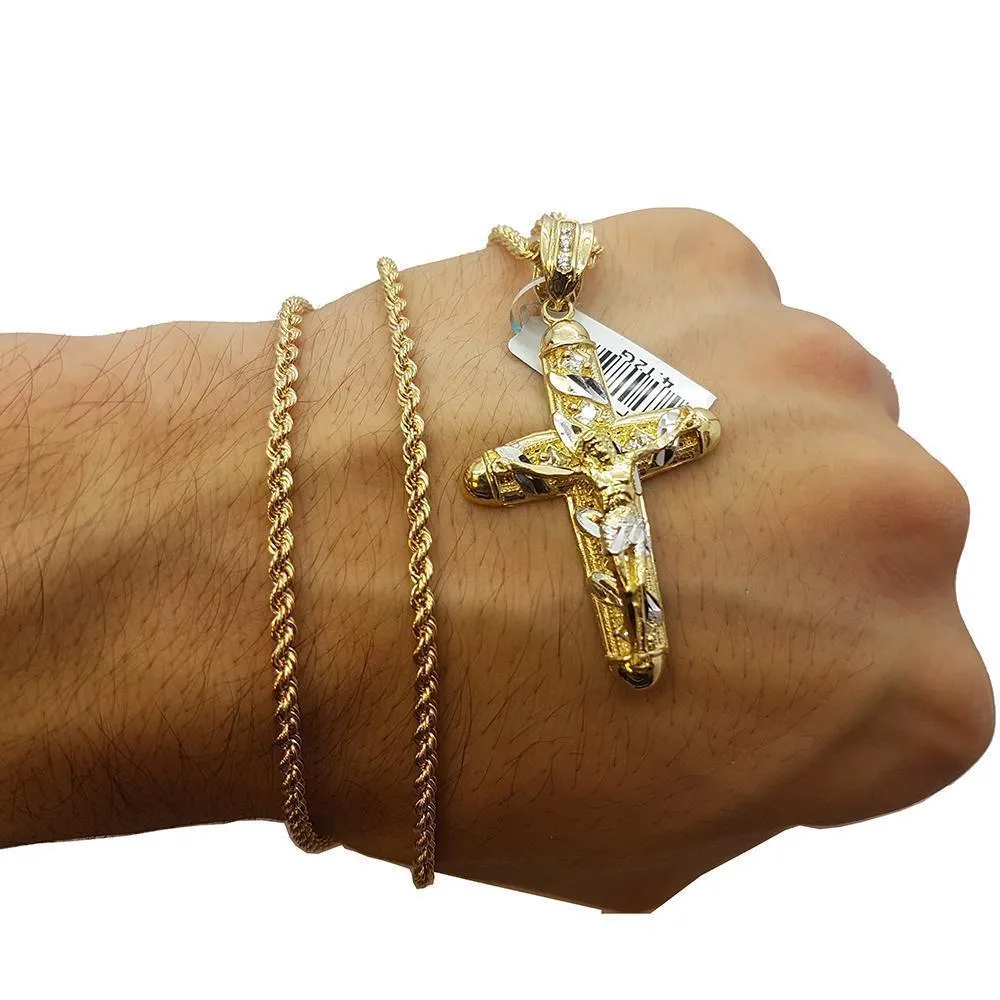 Rope Chain 2.5MM 10K With Cross OR 10K MNG-010