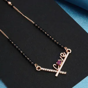 Rose Gold Plated Studded and Beaded Mangalsutra