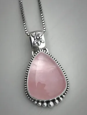 Rose Quartz Boho Floral Pendant