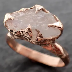 Rough Moonstone 14k Rose Gold Ring Gemstone Solitaire recycled statement cocktail statement 2546