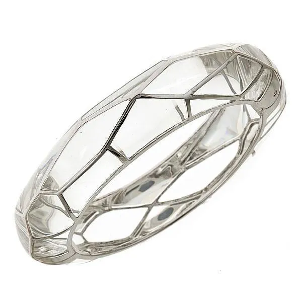 Round Acrylic Bangle with Rhodium Swirls