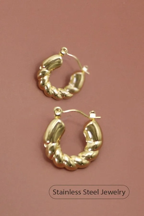 Round Twisted Hoops In Gold