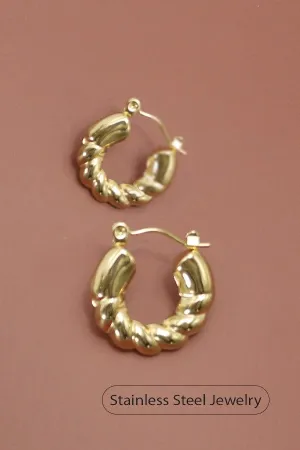 Round Twisted Hoops In Gold