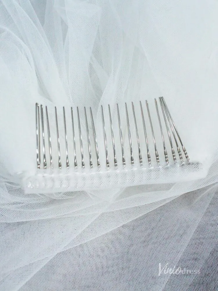 Roycebridal 2 Tiers Tulle Bridal Veils with Pearls Viniodress AC1306