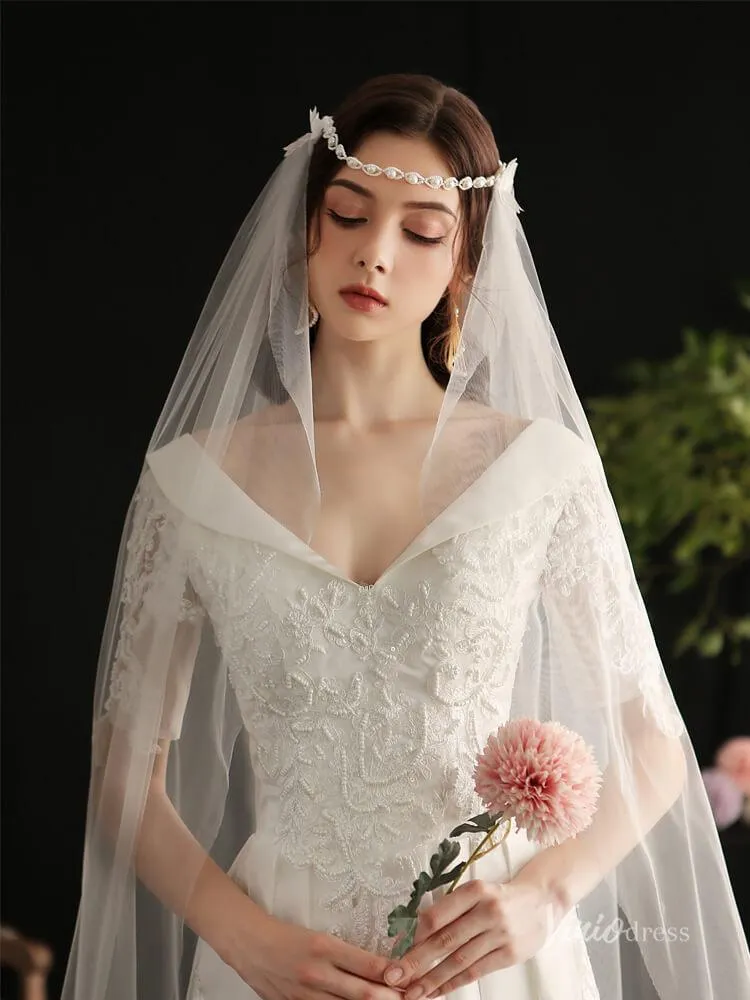 Roycebridal Simple Long Tulle Bridal Veil Viniodress AC1304