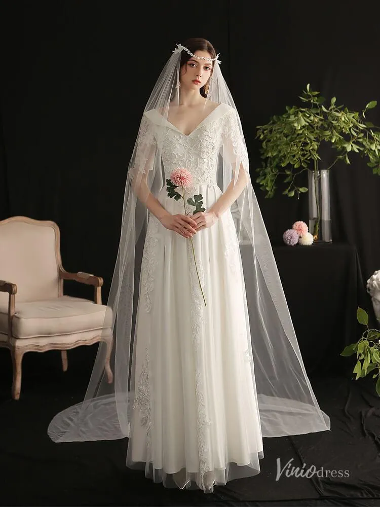Roycebridal Simple Long Tulle Bridal Veil Viniodress AC1304