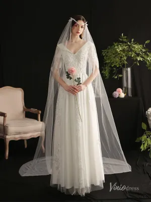 Roycebridal Simple Long Tulle Bridal Veil Viniodress AC1304