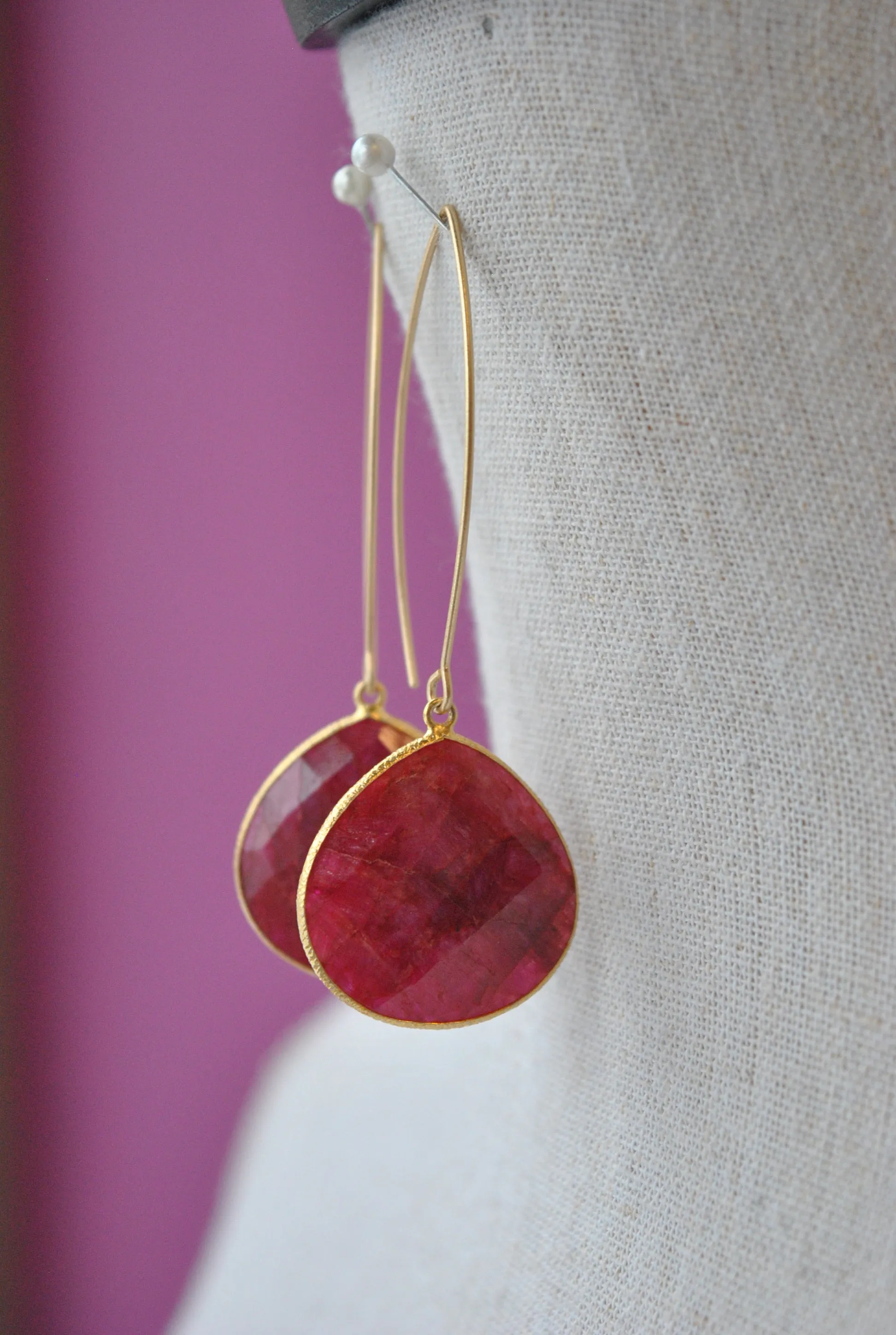 RUBIES LONG STATEMENT EARRINGS