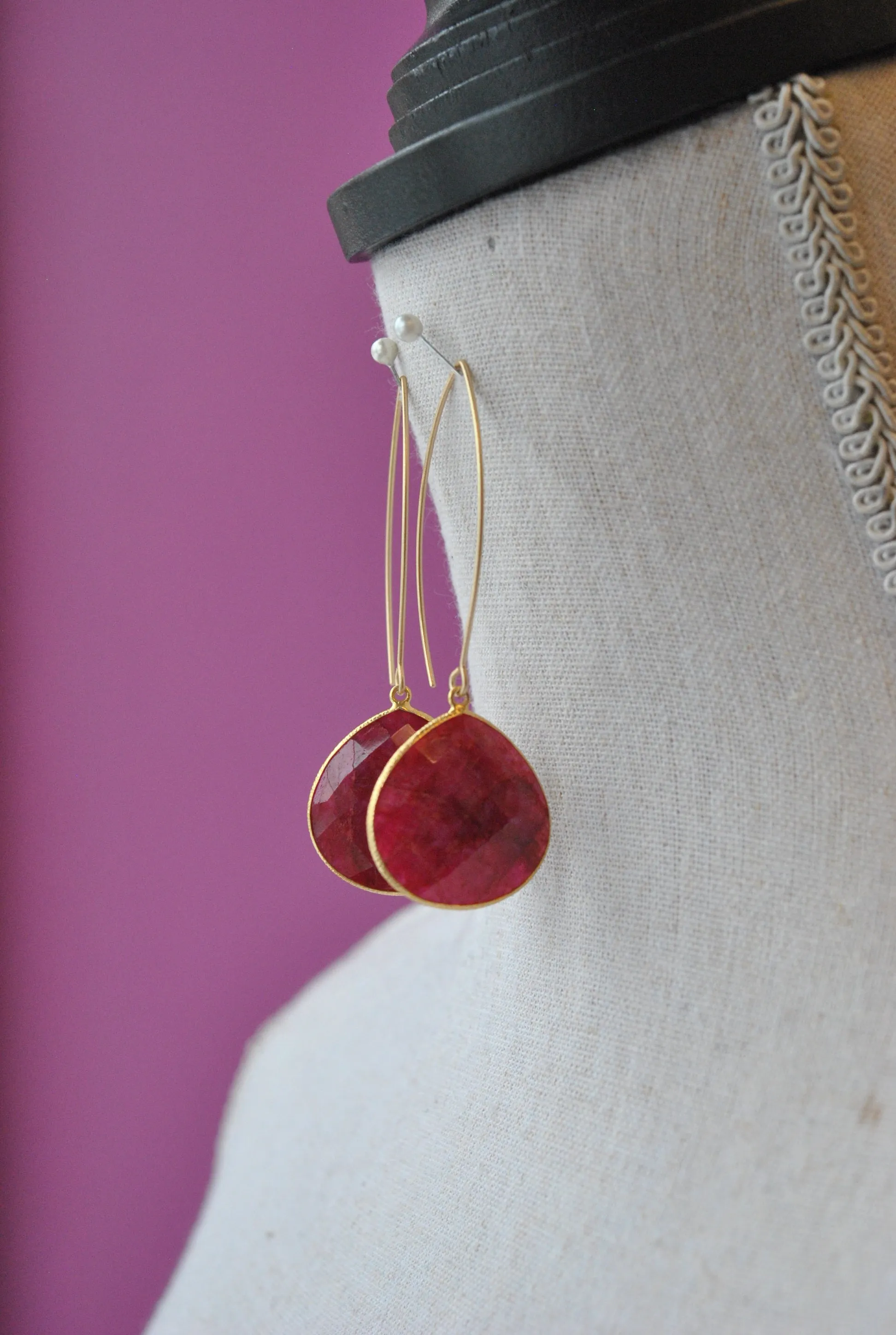 RUBIES LONG STATEMENT EARRINGS
