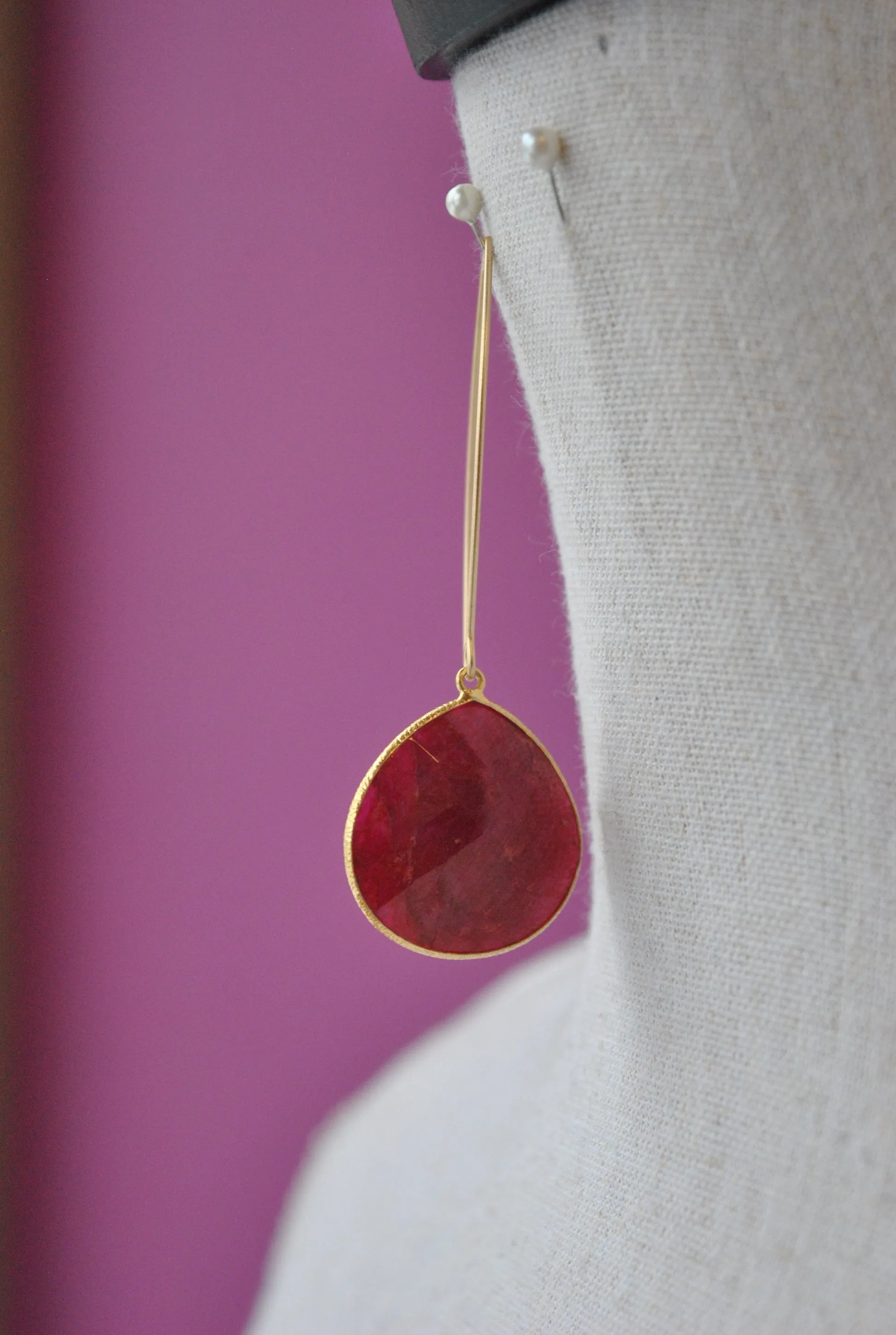 RUBIES LONG STATEMENT EARRINGS
